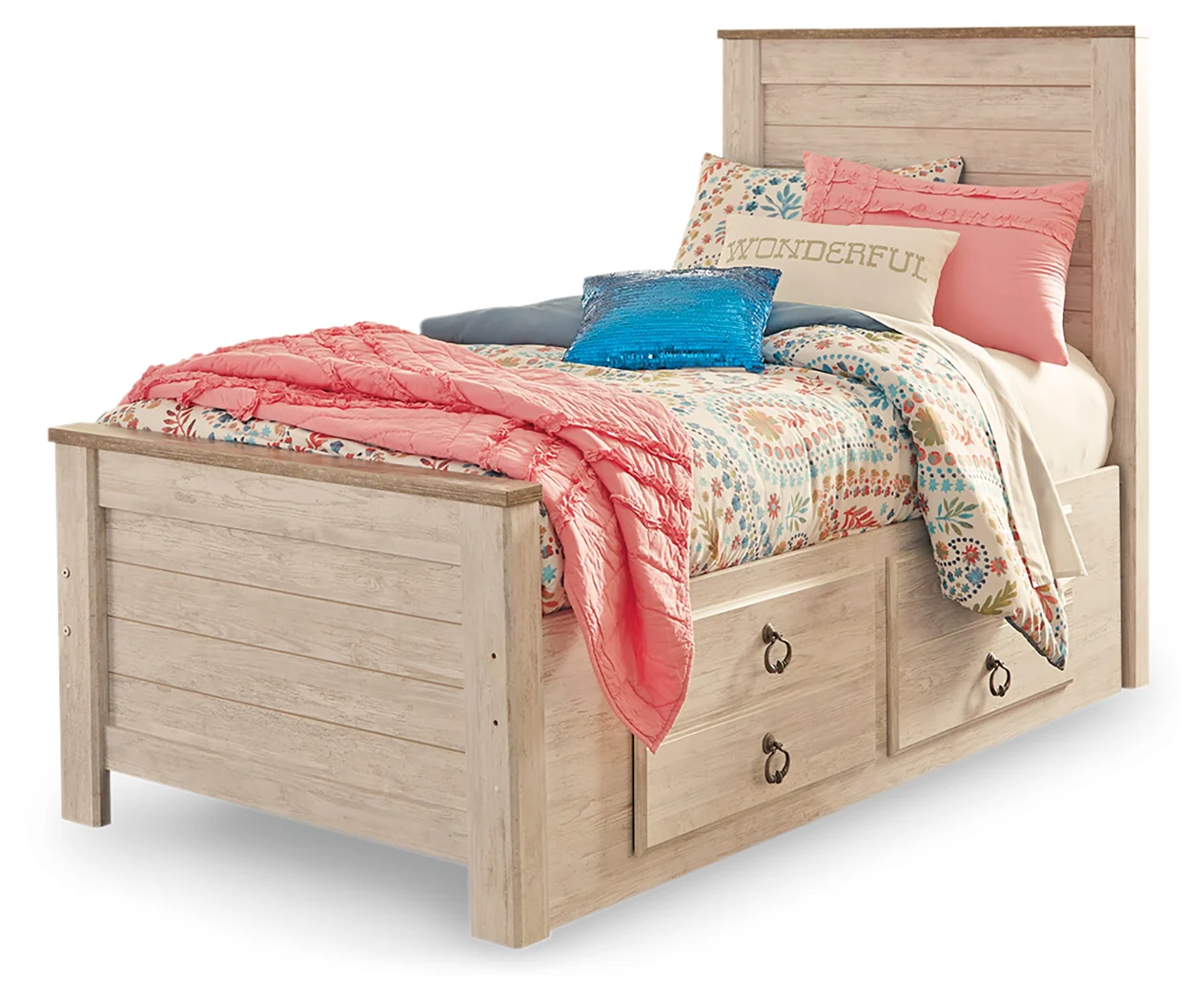 Willowton Whitewash Twin Bedroom Set with Storage, Dresser, Mirror, Chest and Nightstand - Image 6
