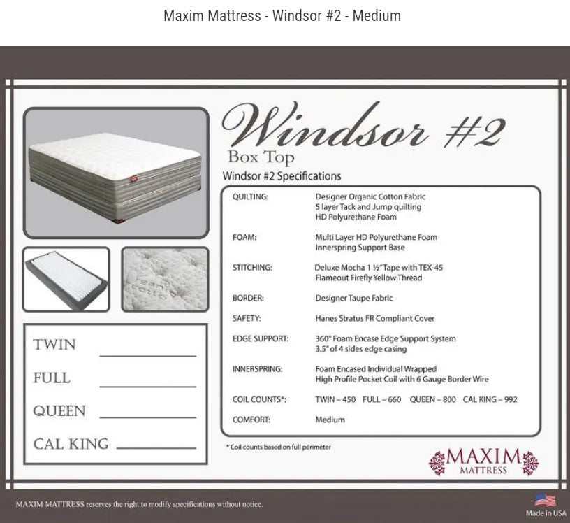 Windmill #2 Taupe Box Top 12" Mattress / Medium - Image 2
