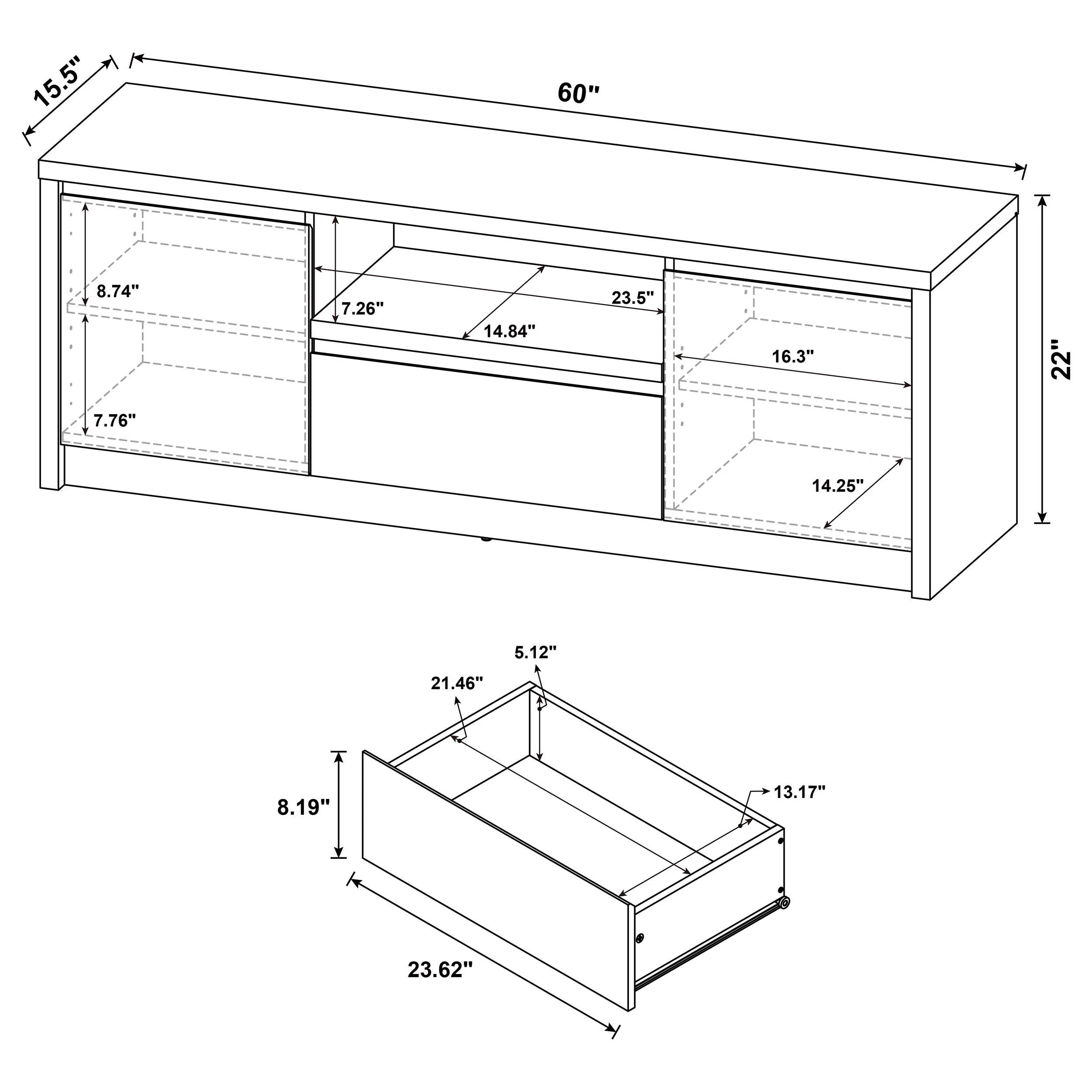 Winfield Black 3-piece Entertainment Center 60-inch TV Stand - Image 14