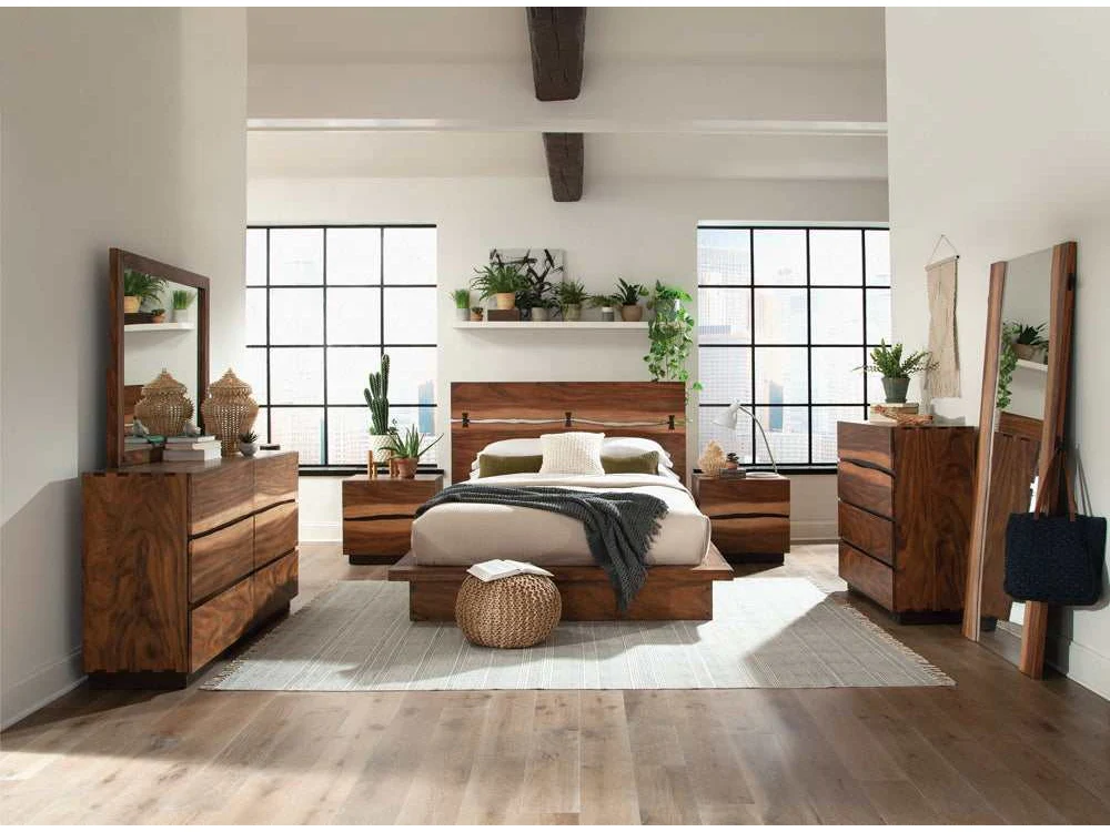 Winslow Smokey Walnut / Coffee Bean Queen Bed 4 Pc Set