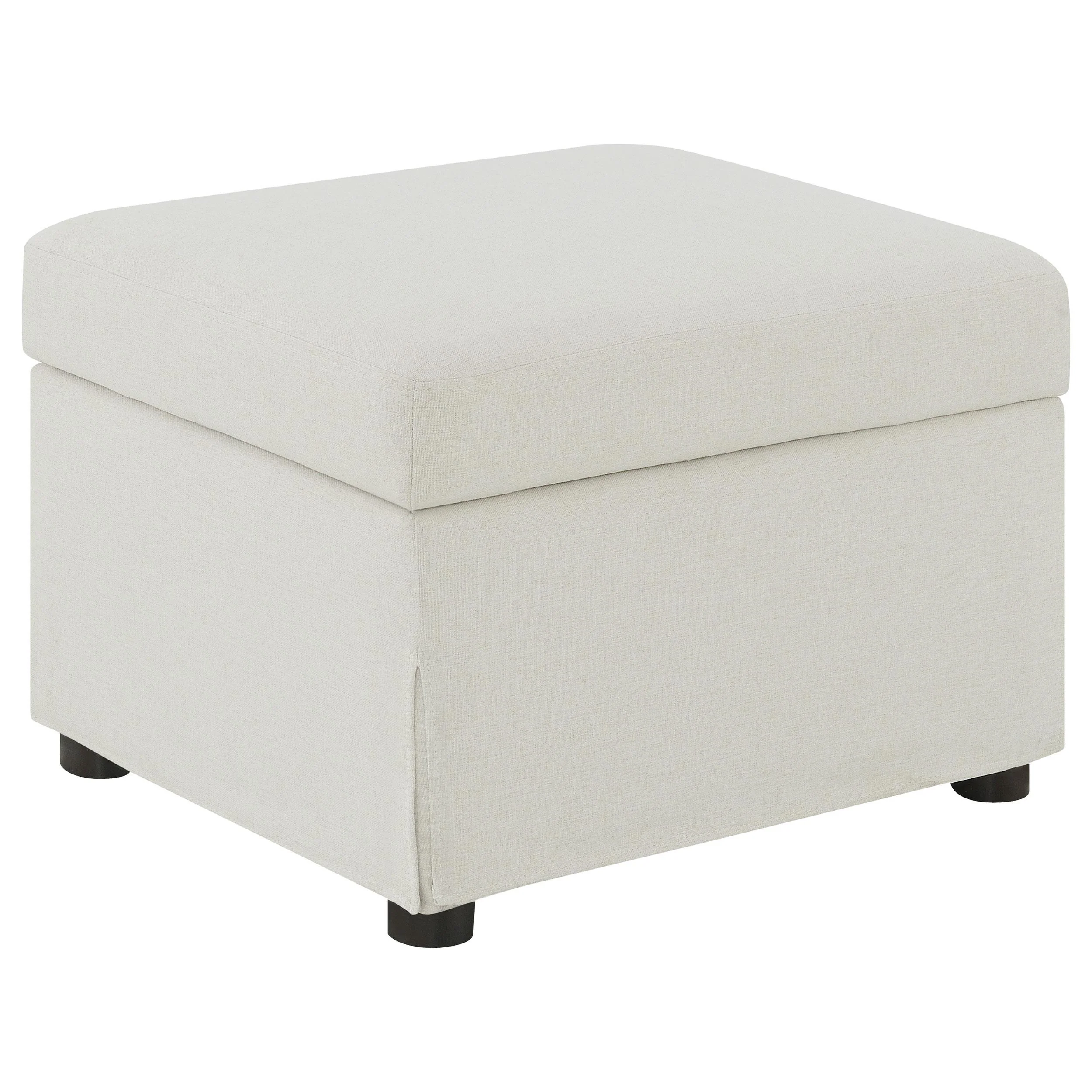 Winter Beige Upholstered Hydraulic Lift Top Storage Ottoman - Image 2