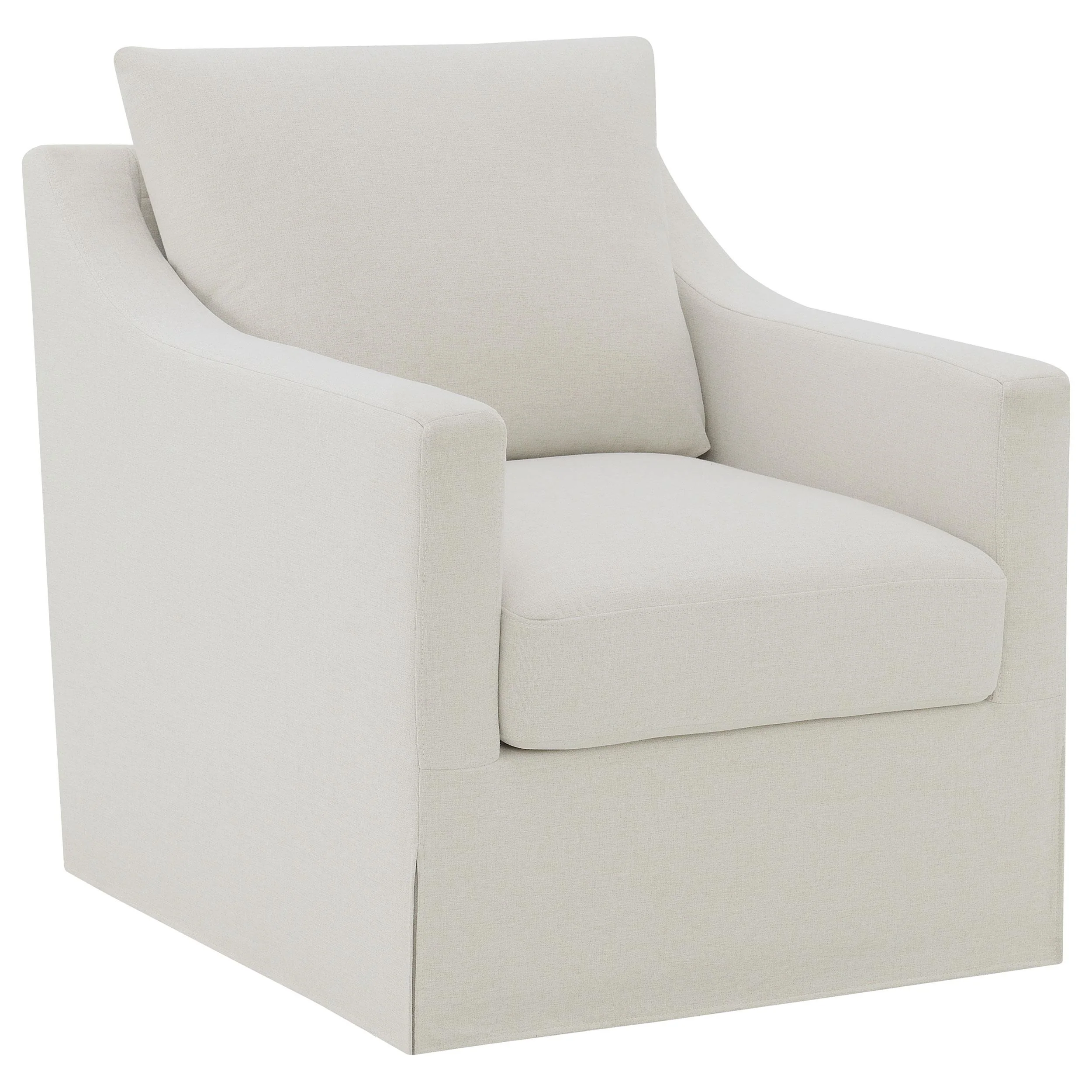 Winter Beige Upholstered Sloped Arm Accent Swivel Chair - Image 2