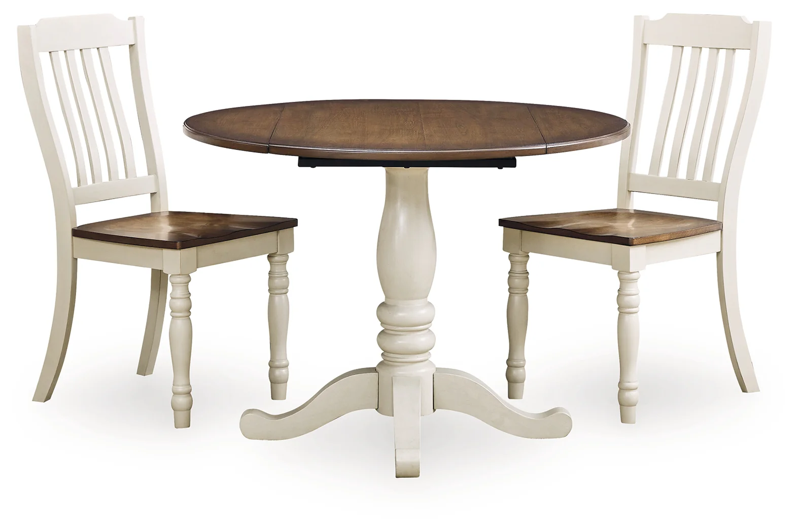 Wirloni Antique White/Brown Dining Table and 2 Chairs - Image 2