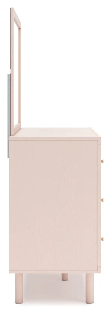 Wistenpine Blush Full Upholstered Panel Bed & Dresser & Mirror (Online Special Price) - Image 9