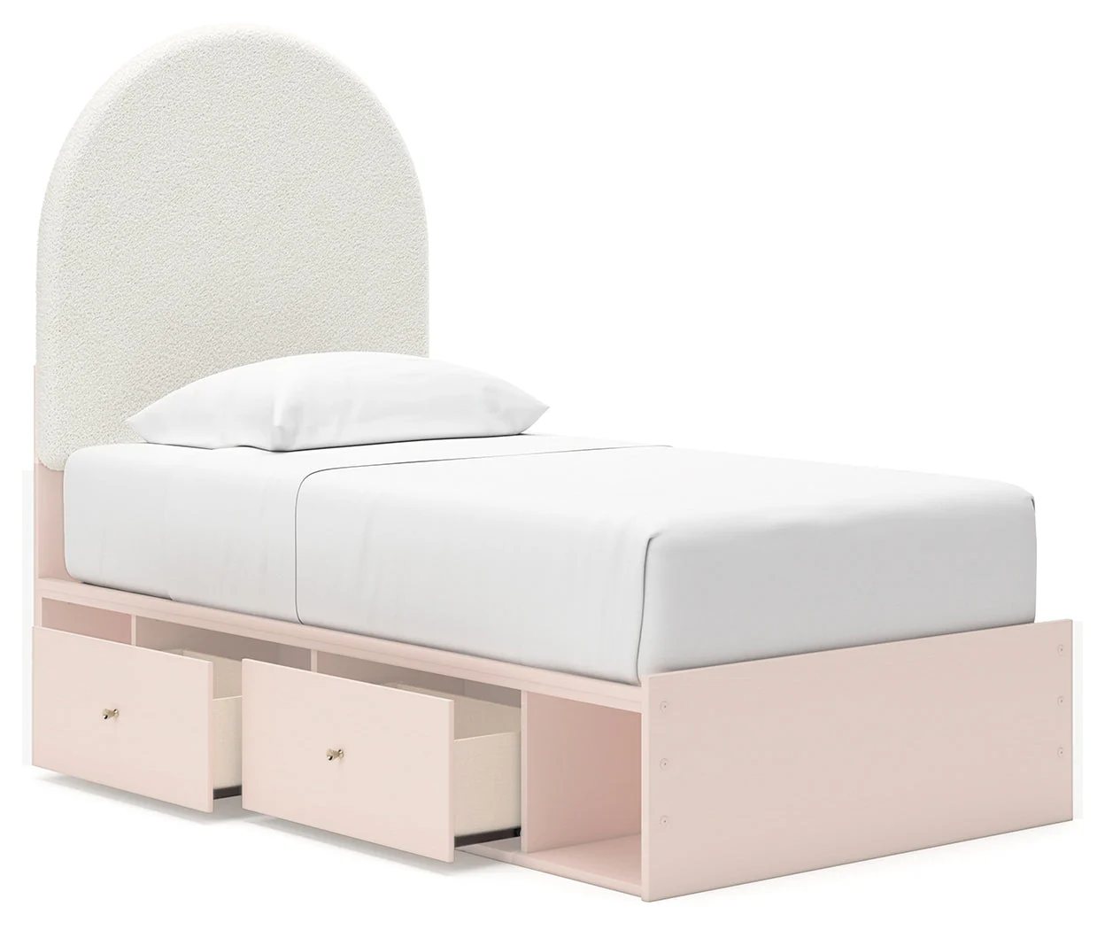 Wistenpine Blush Twin Upholstered Panel Youth Bed with Storage (4 drawers) (Online Special Price) - Image 6