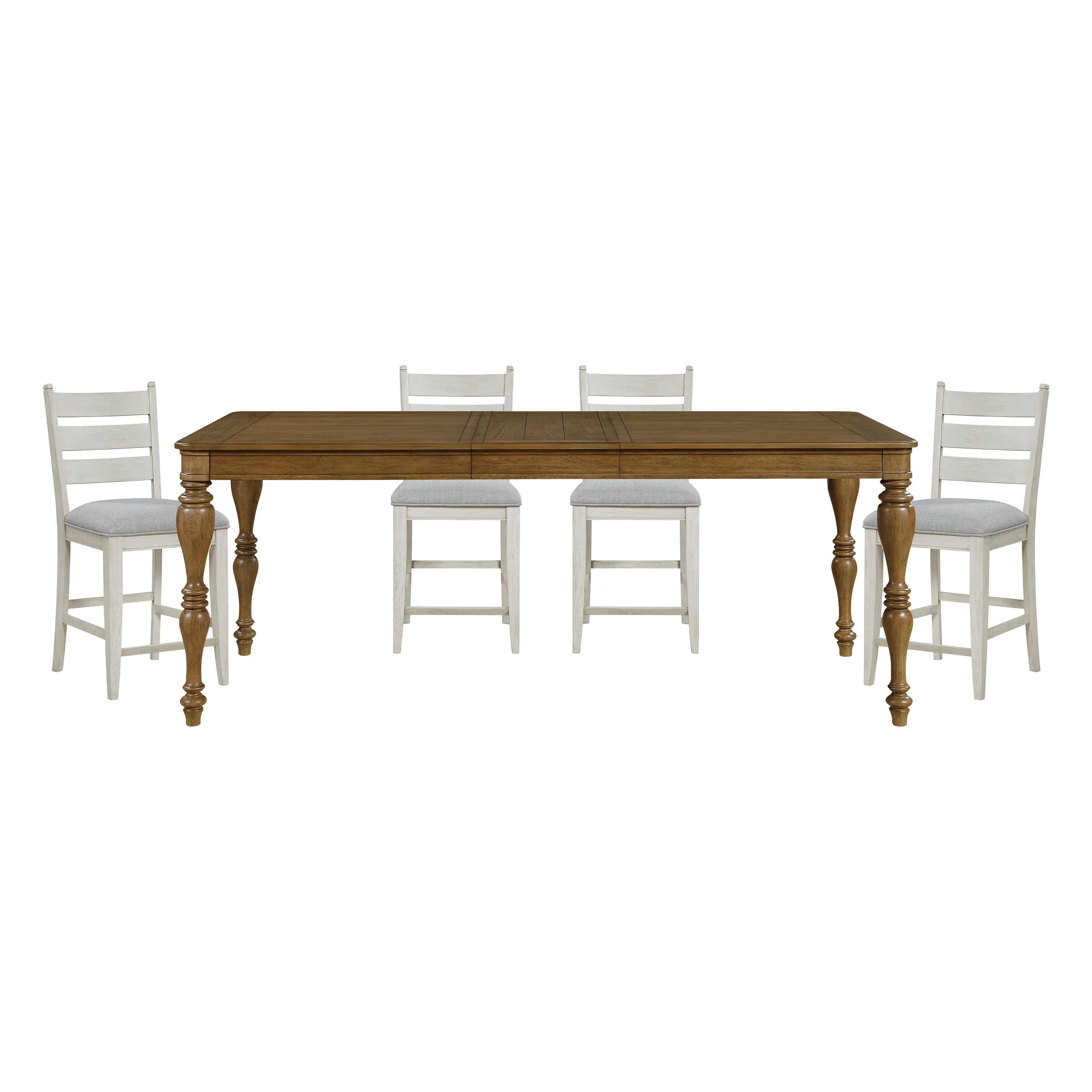 Wyatt Brown/Weathered White/Gray 5-Piece Counter Height Dining Table Set - Image 2