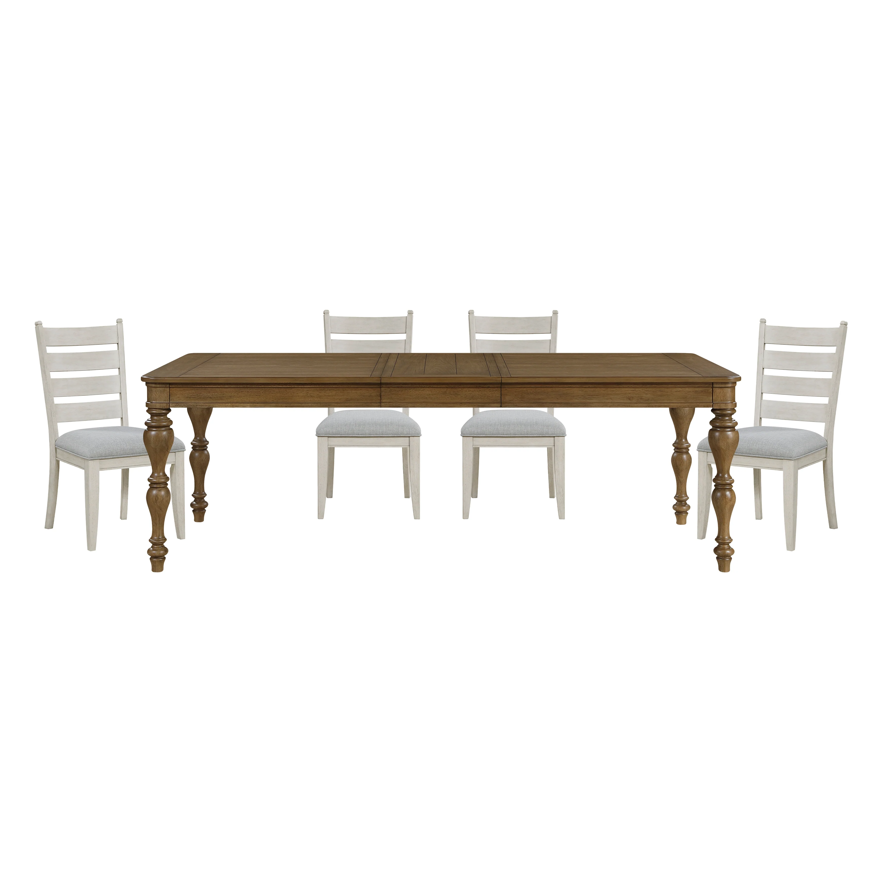 Wyatt Brown/Weathered White/Gray 5-Piece Dining Table Set - Image 2