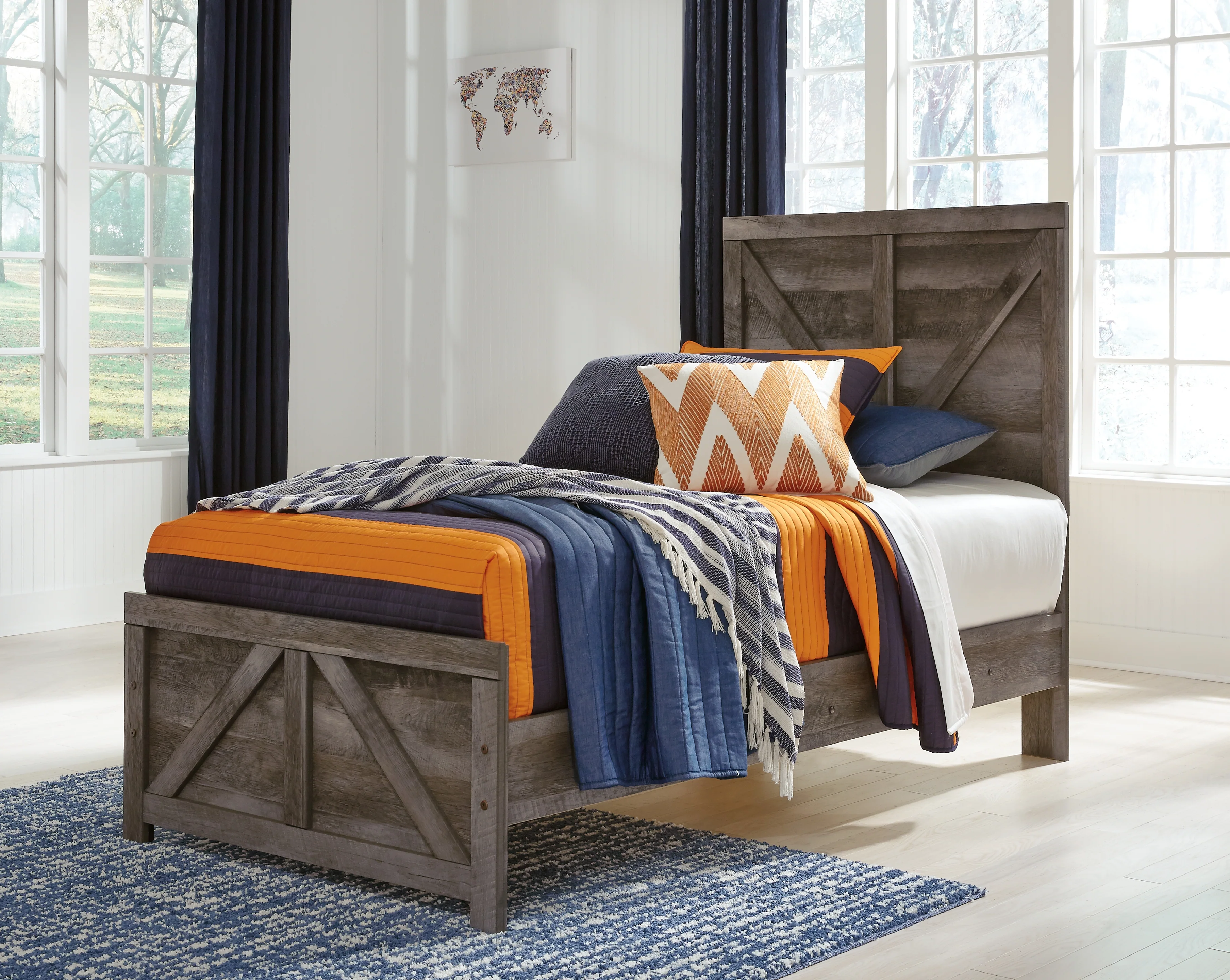 Wynnlow Gray Twin Crossbuck Panel Bed, Dresser and Mirror (Online Special Price) - Image 9