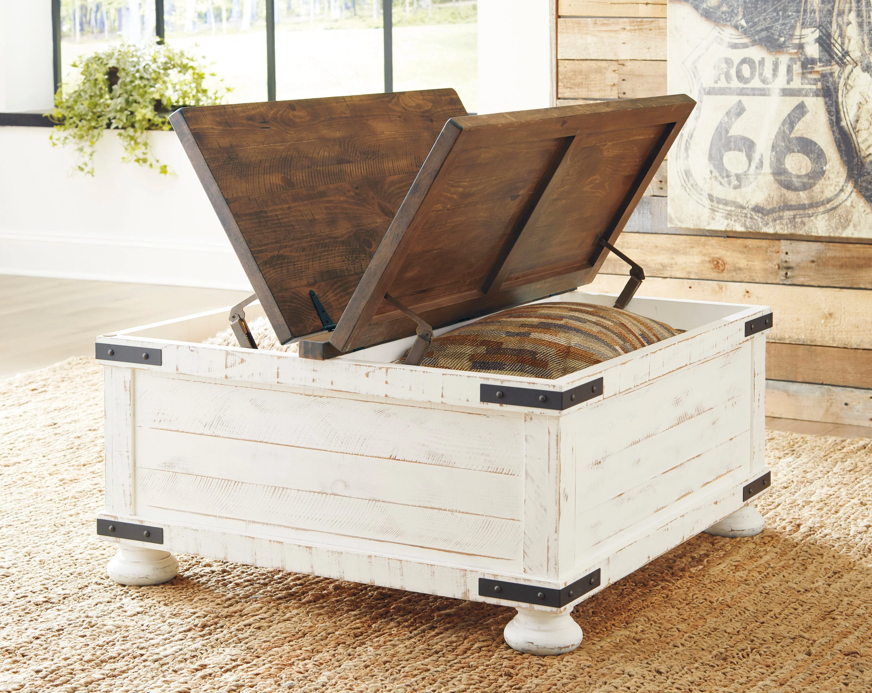 Wystfield White/Brown Cocktail Table with Storage (Online Special Price) - Image 2