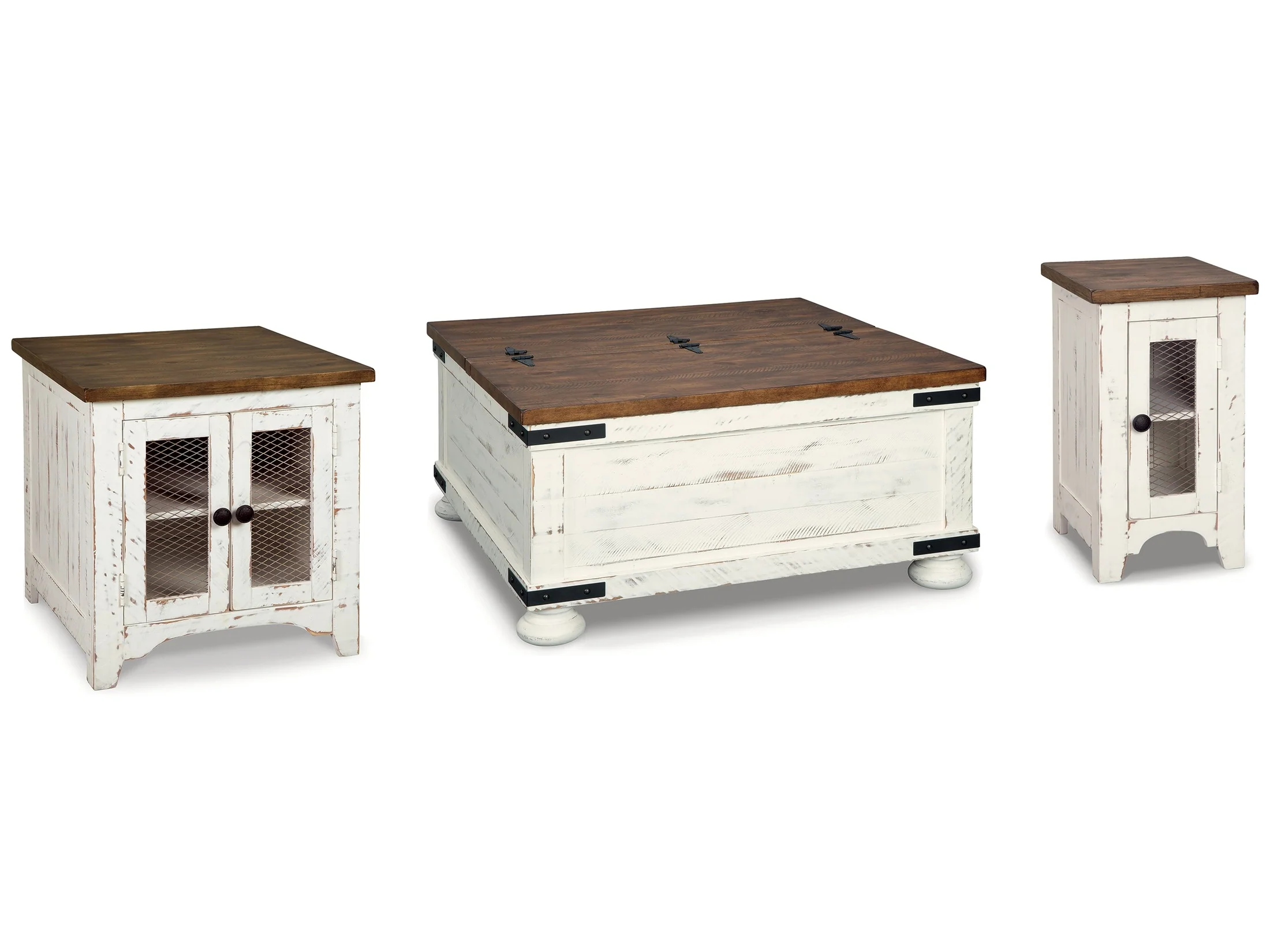 Wystfield White/Brown Coffee Table and 2 End Tables