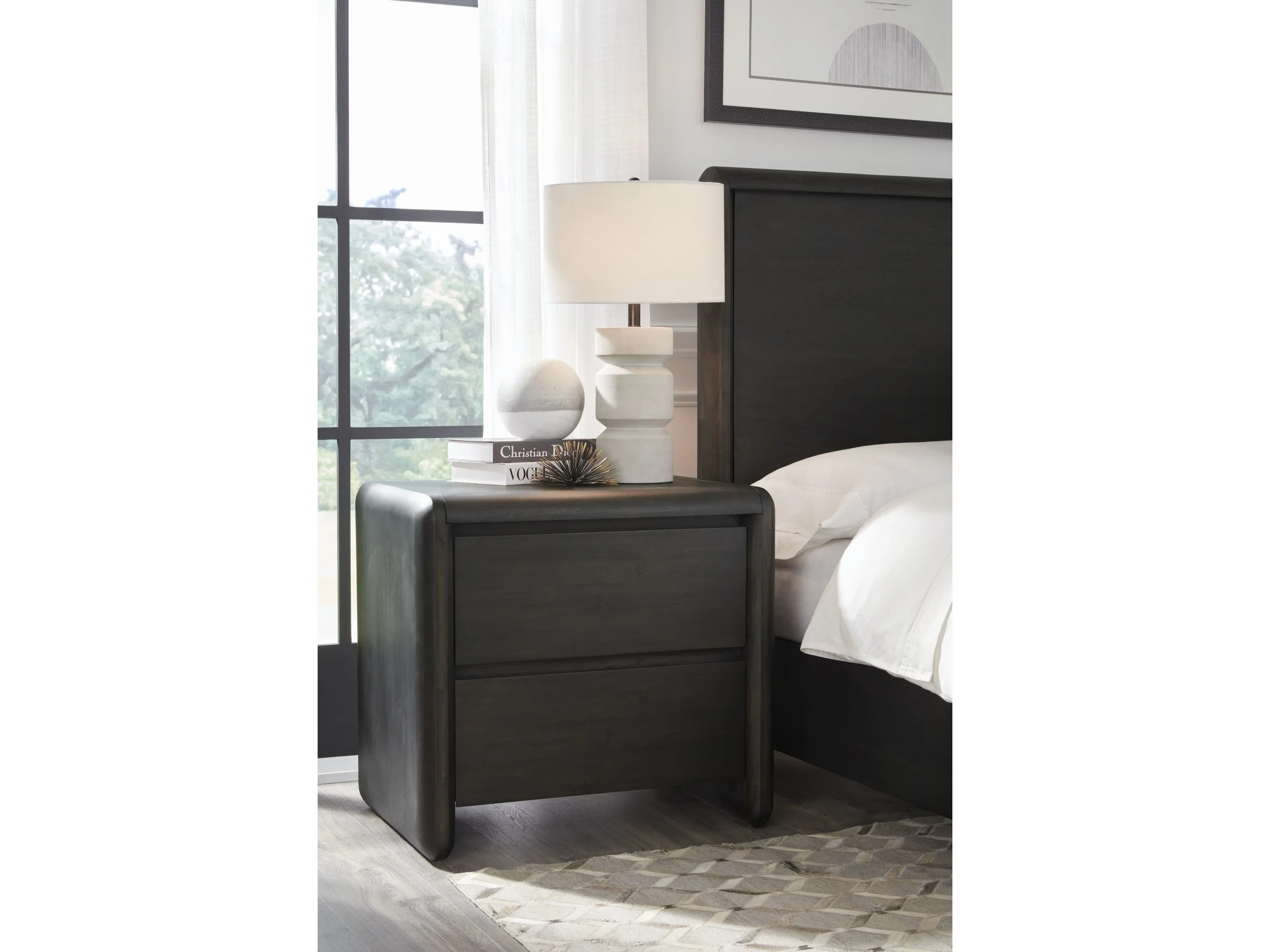 Xolani Jaguar Two Drawer Acacia Wood Nightstand