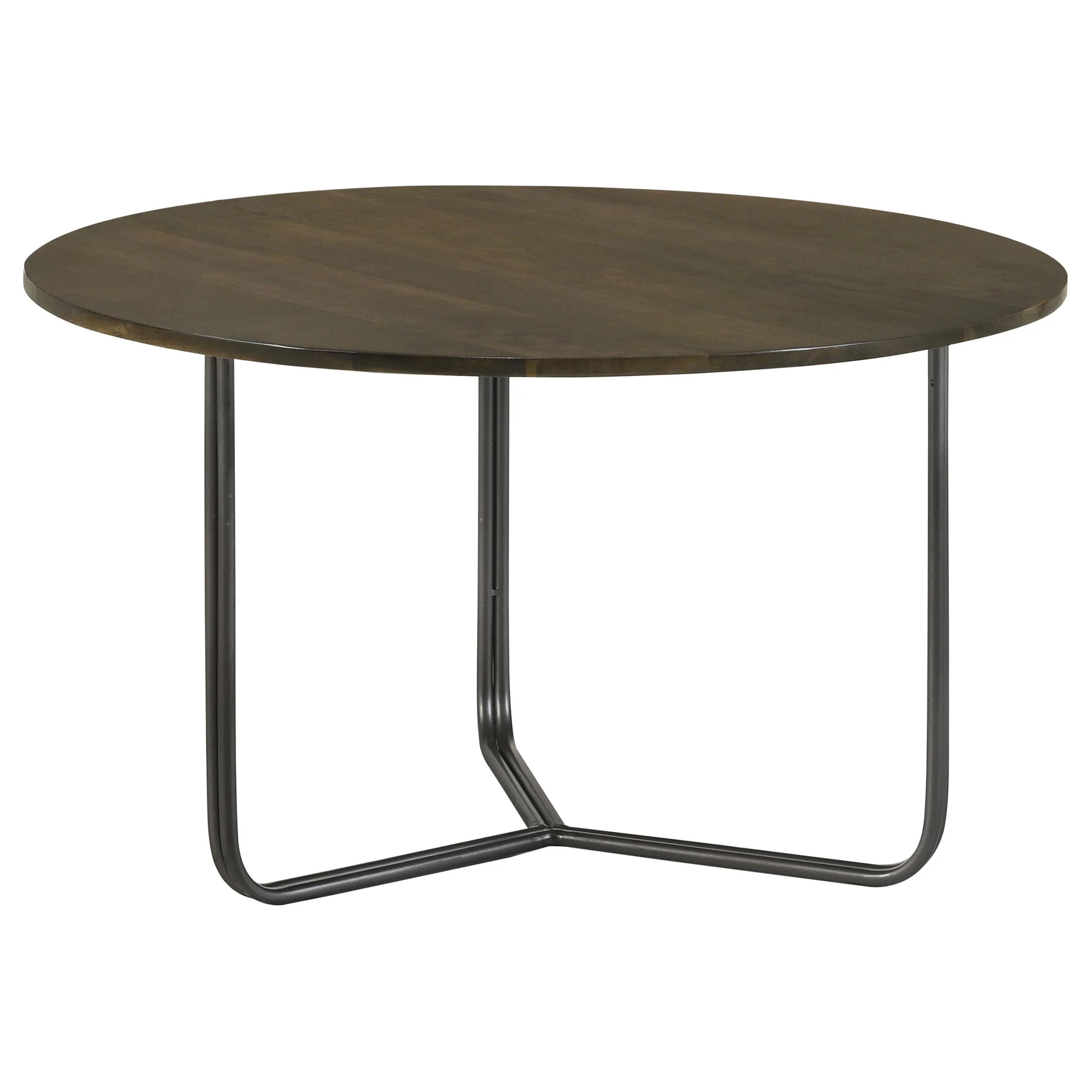 Yaritza Natural and Gunmetal Round Mango Wood Coffee Table - Image 2