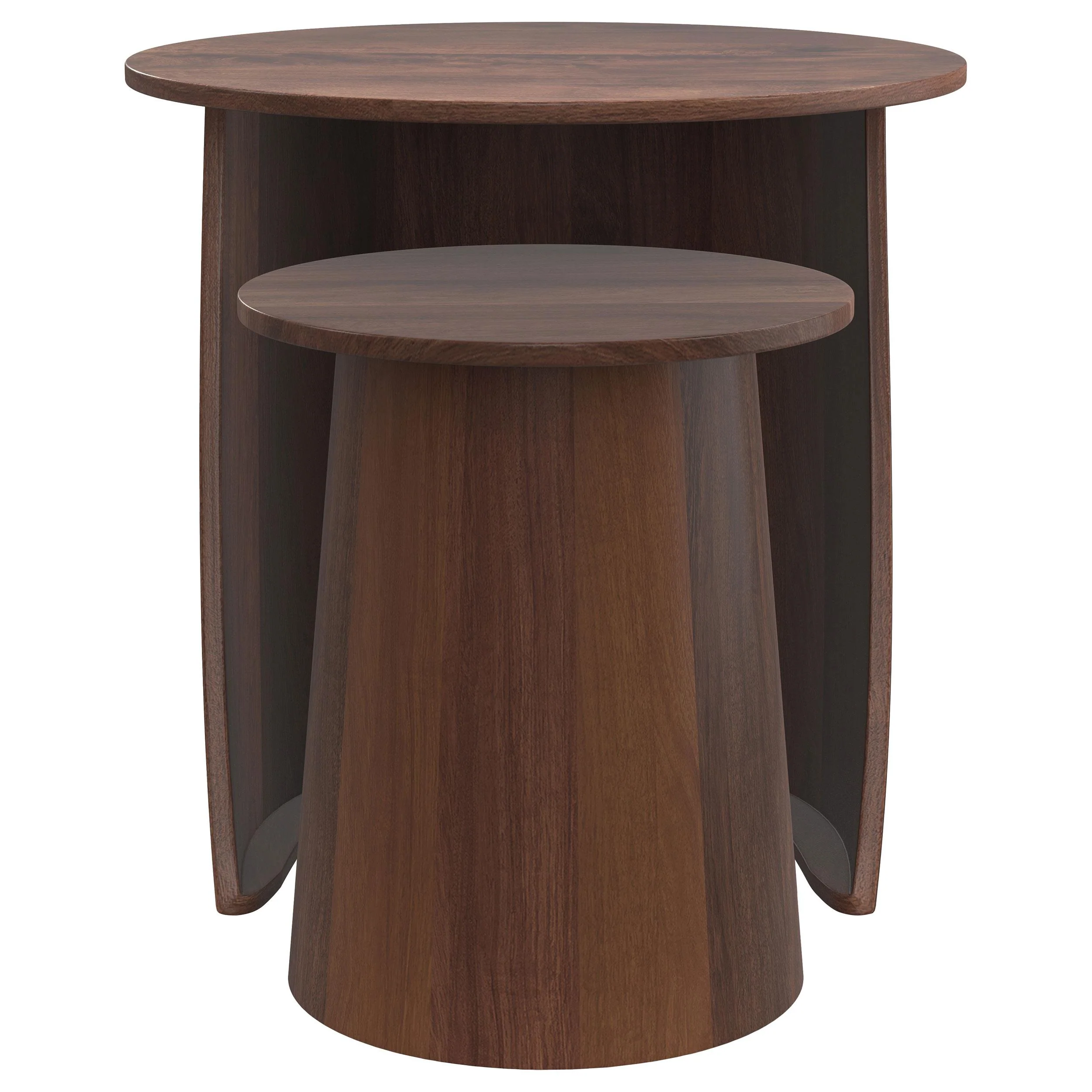 Yency Dark Brown Mango 2-piece Round Mango Wood Nesting Table Set - Image 3