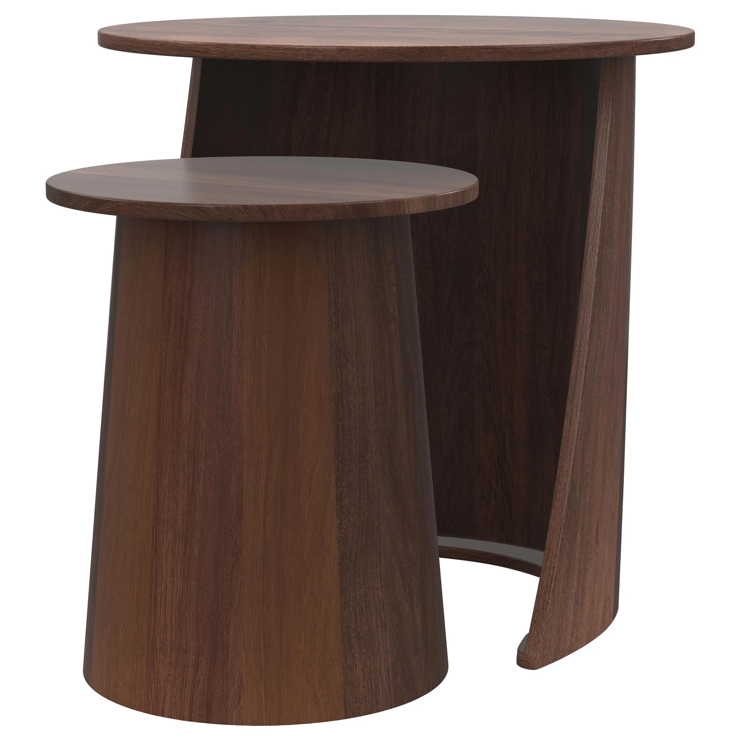 Yency Dark Brown Mango 2-piece Round Mango Wood Nesting Table Set - Image 4