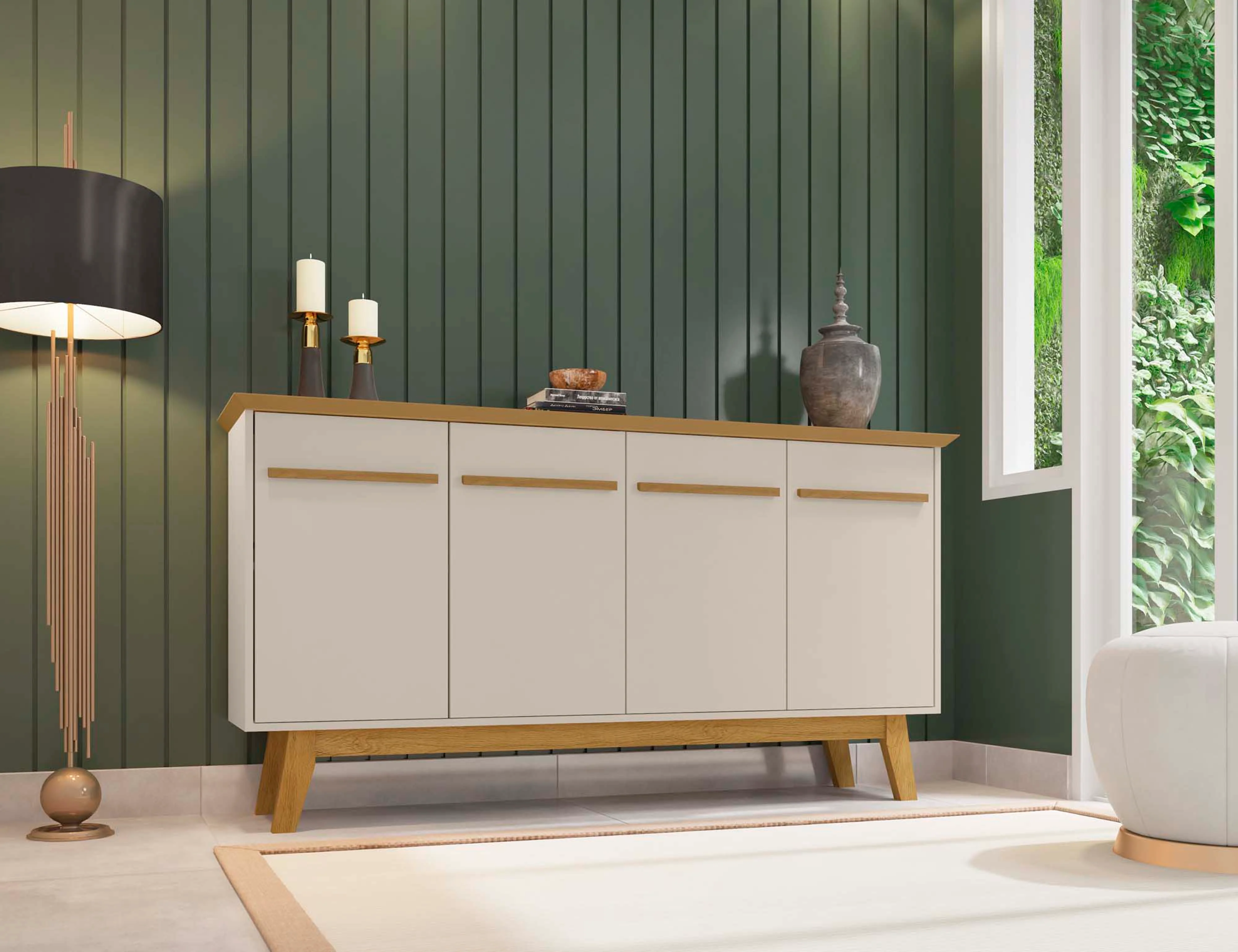 Yonkers 62.99 Sideboard in Off White and Cinnamon - Image 2