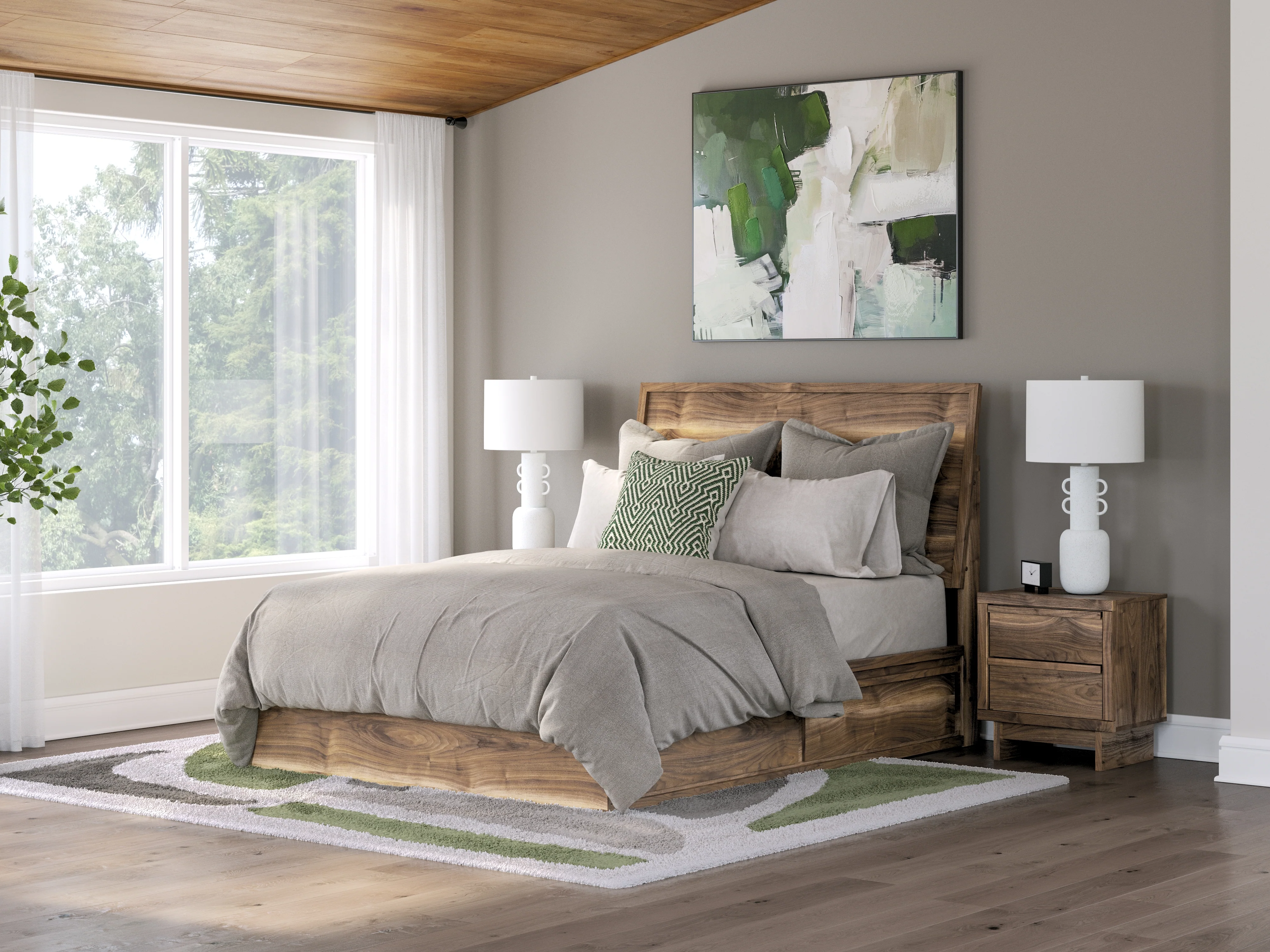 Zadilyn Brown King Panel Bed with Storage - Image 2