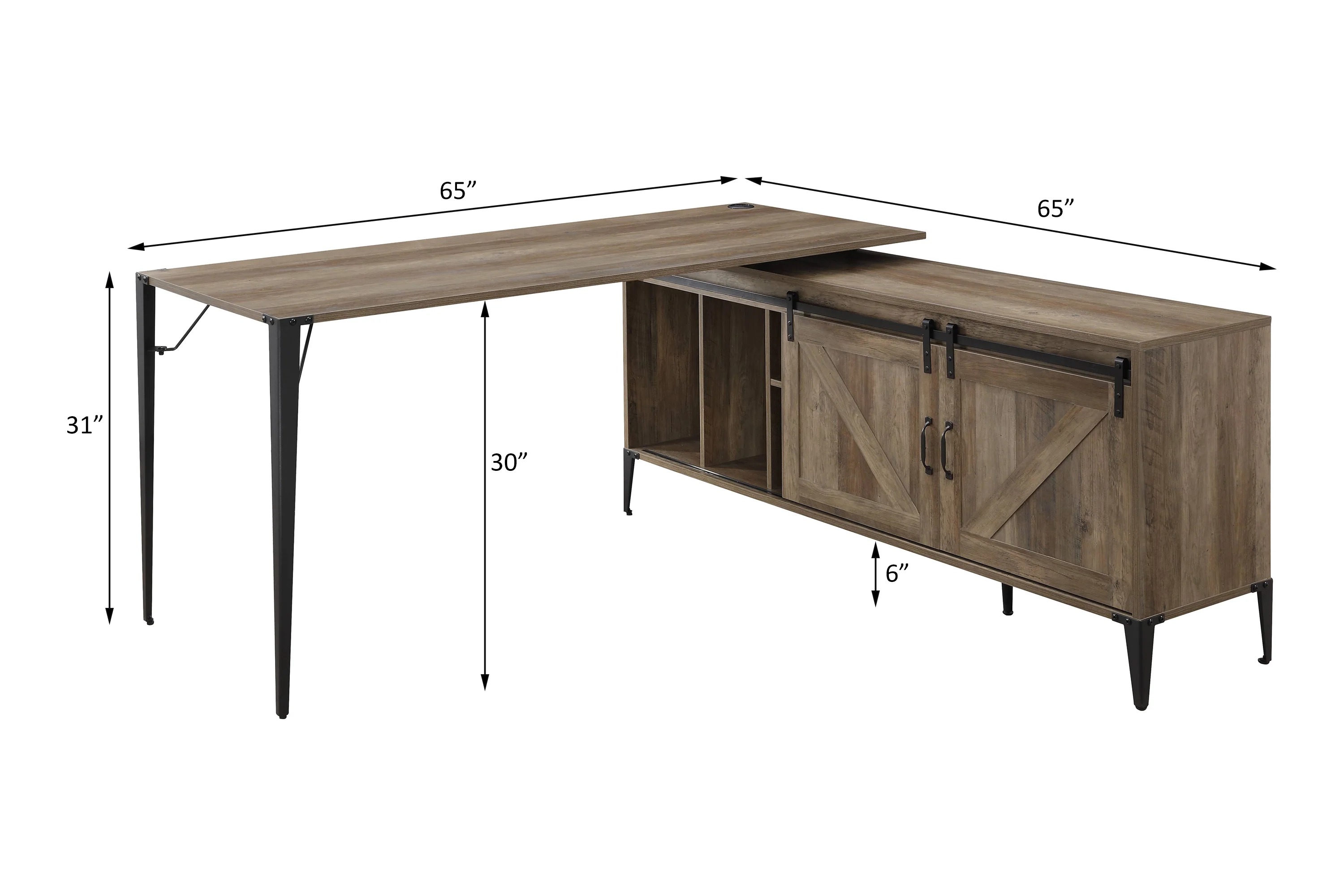 Zakwani Oak Writing Desk 65" - Image 2