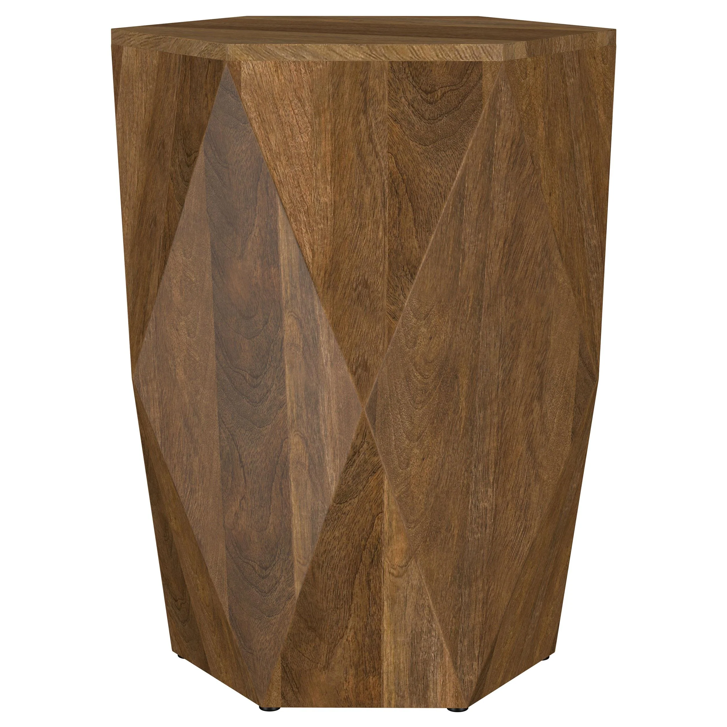 Zalika Natural Hexagonal Solid Mango Wood End Table - Image 4