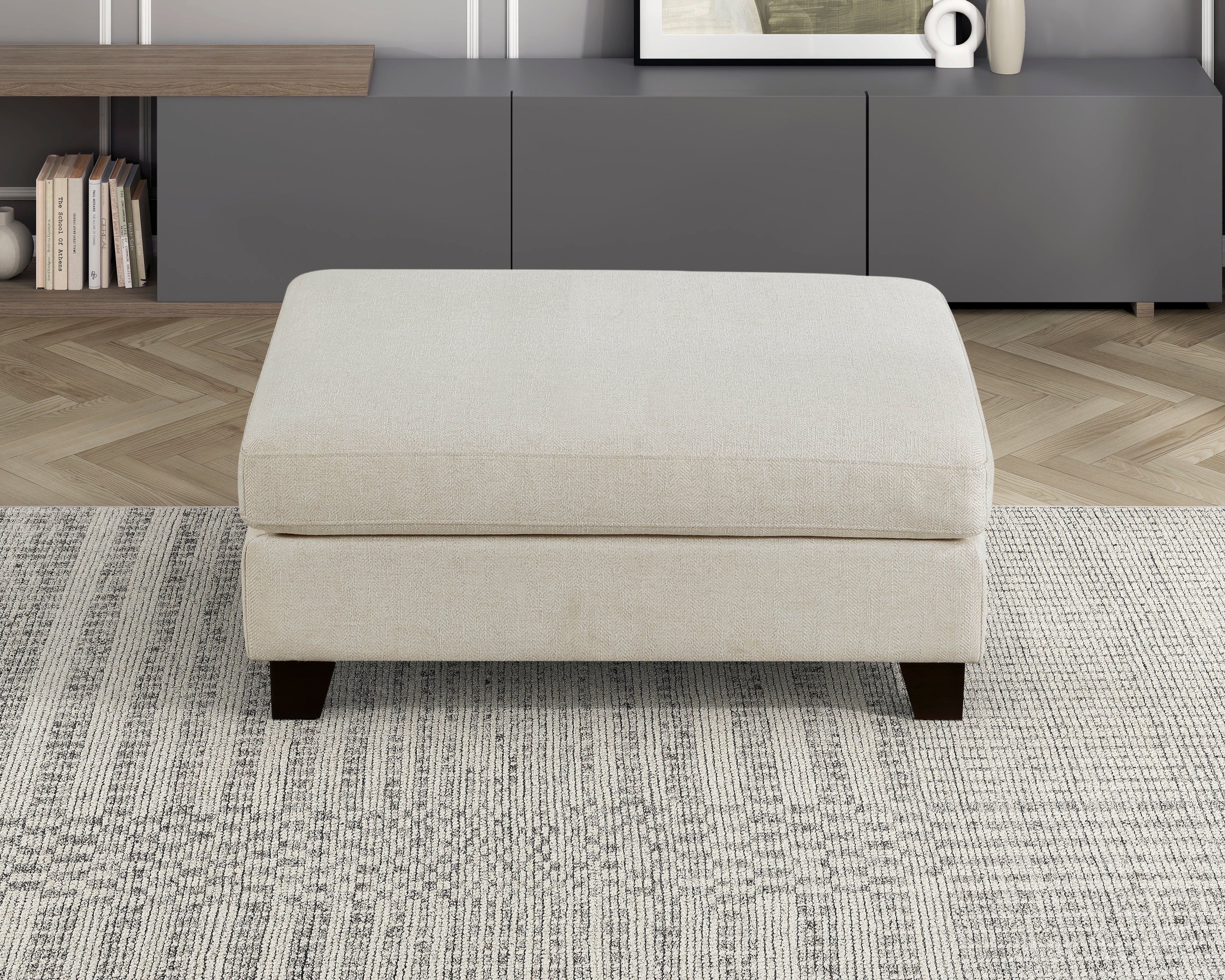 Zeke Ivory Ottoman - Image 3