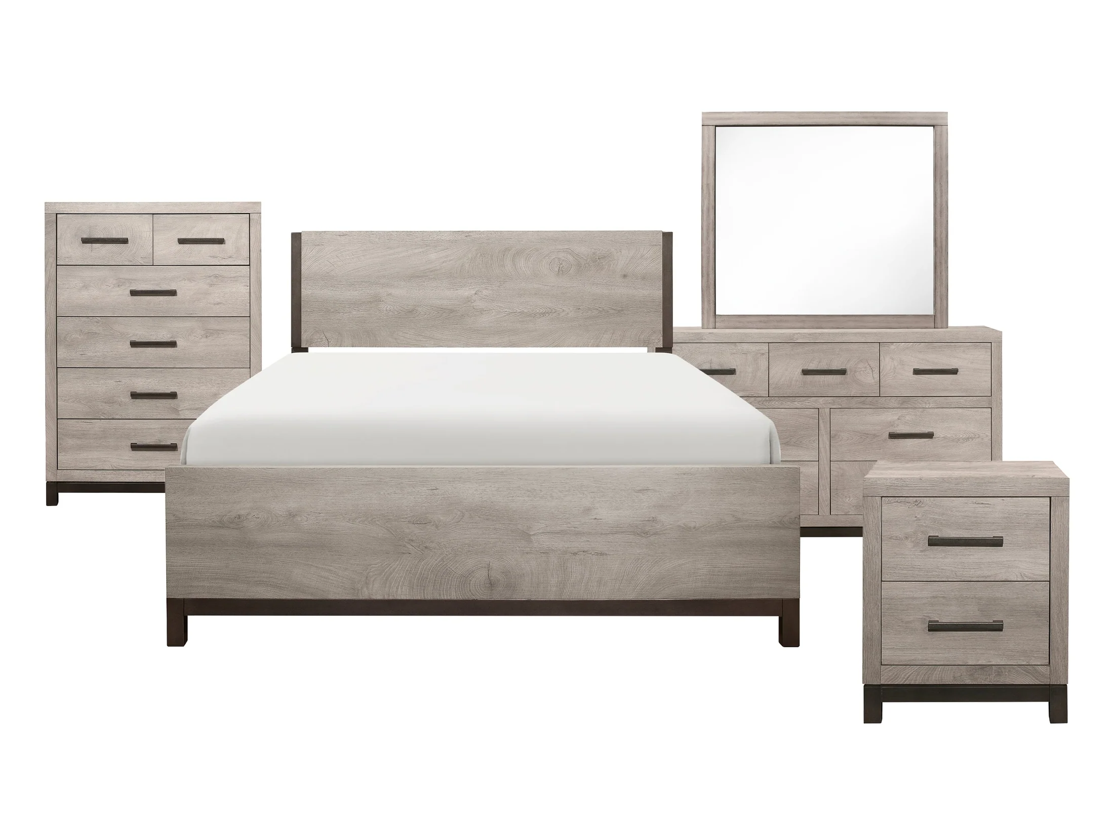Zephyr Light Gray/Gray 5-Piece Queen Bedroom Set