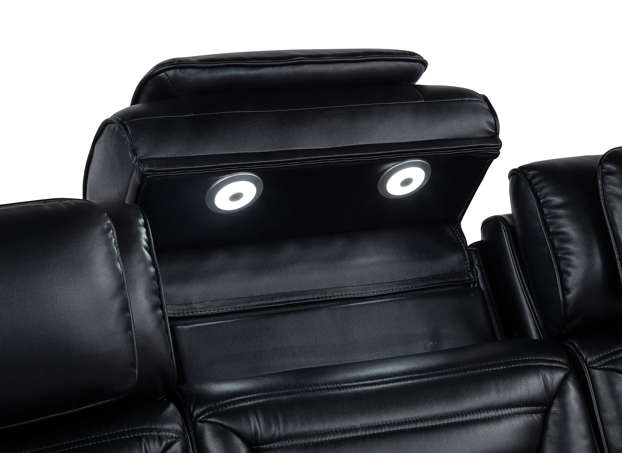 Zuma Black Faux Leather Dual Power Reclining LED Loveseat - Image 6
