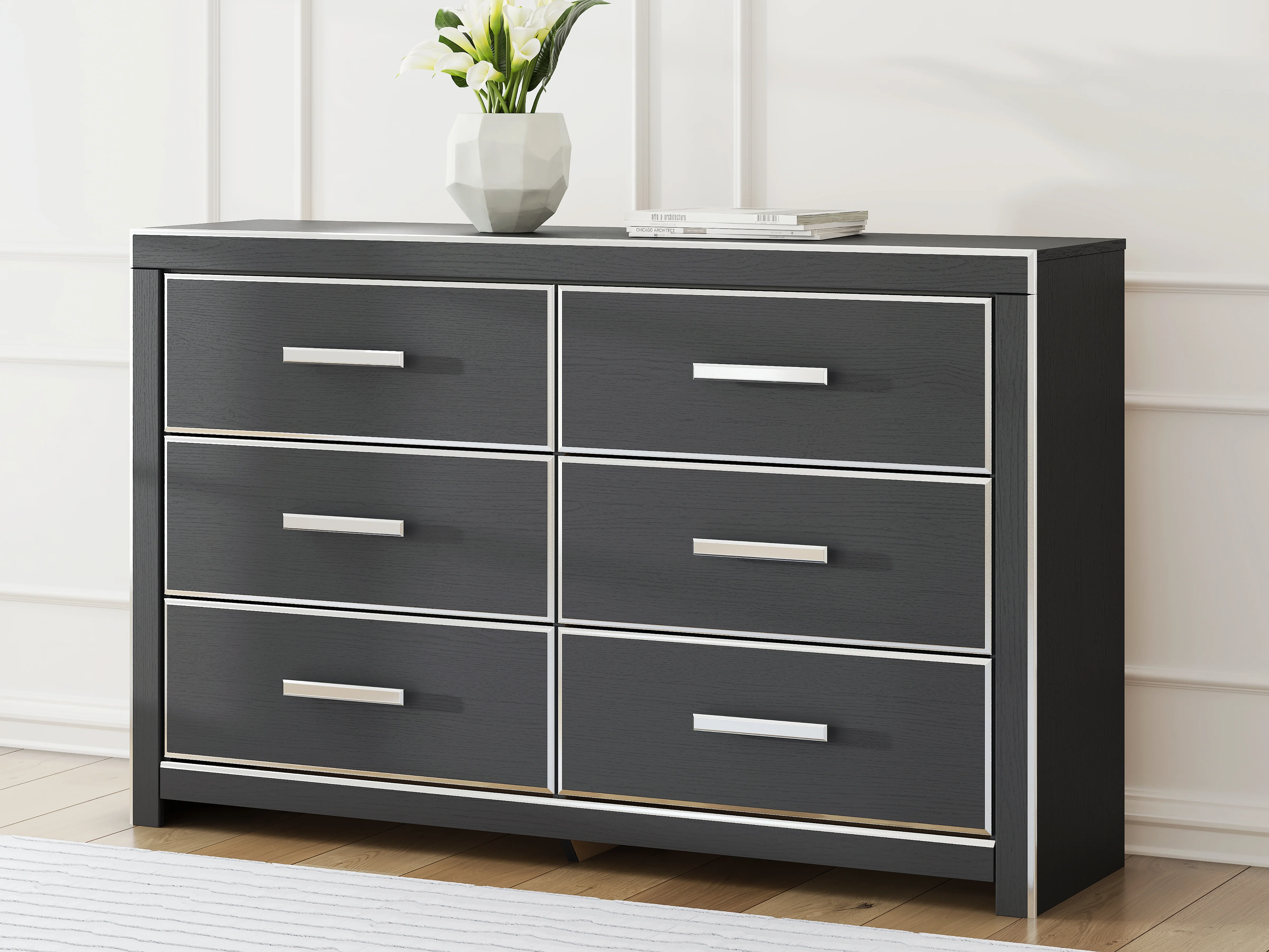 Zuraleus Black King Upholstered Bed, Dresser and Nightstand - Image 26