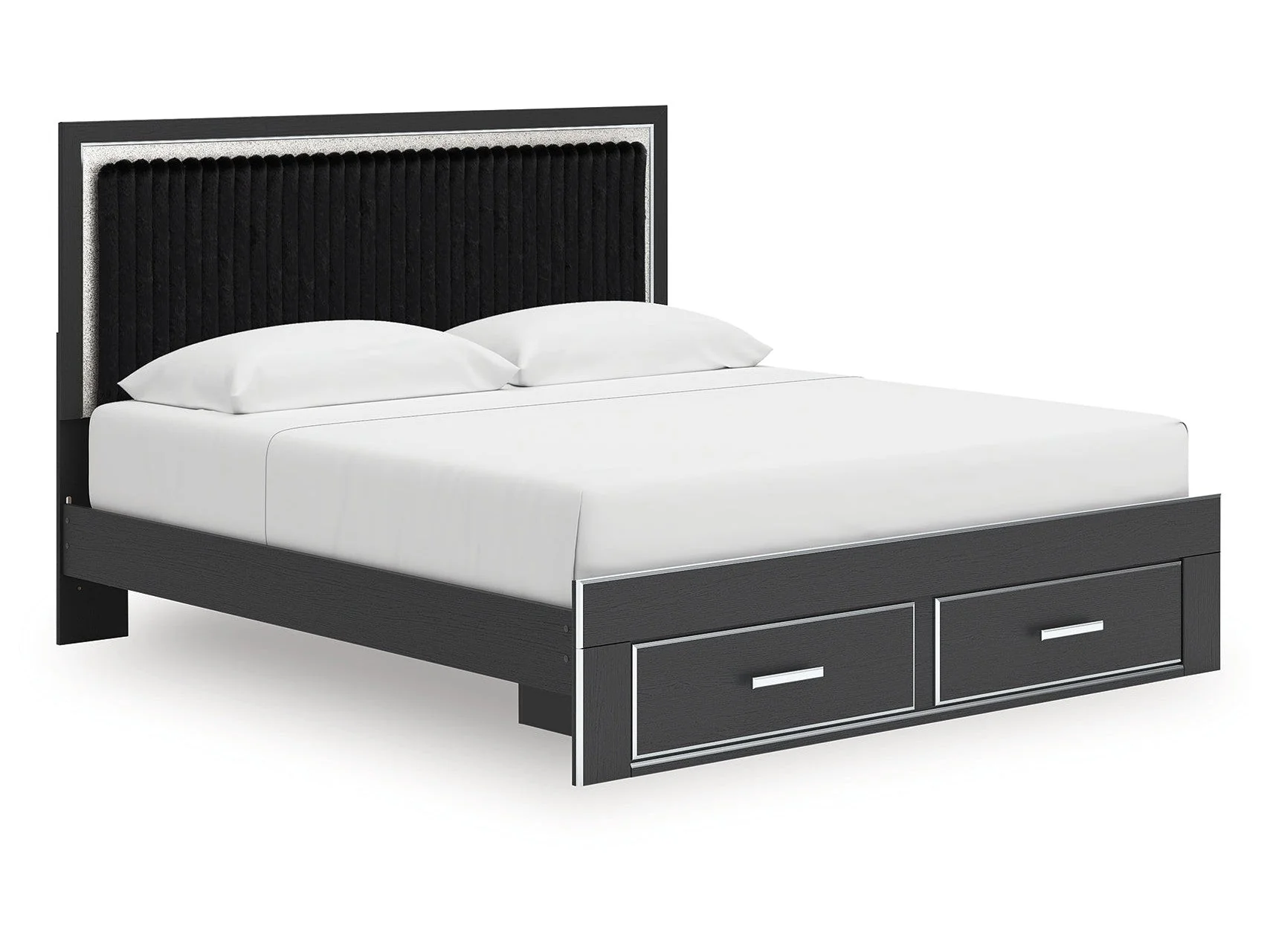 Zuraleus Black King Upholstered Panel Platform Storage Bed (Online Special Price) - Image 2