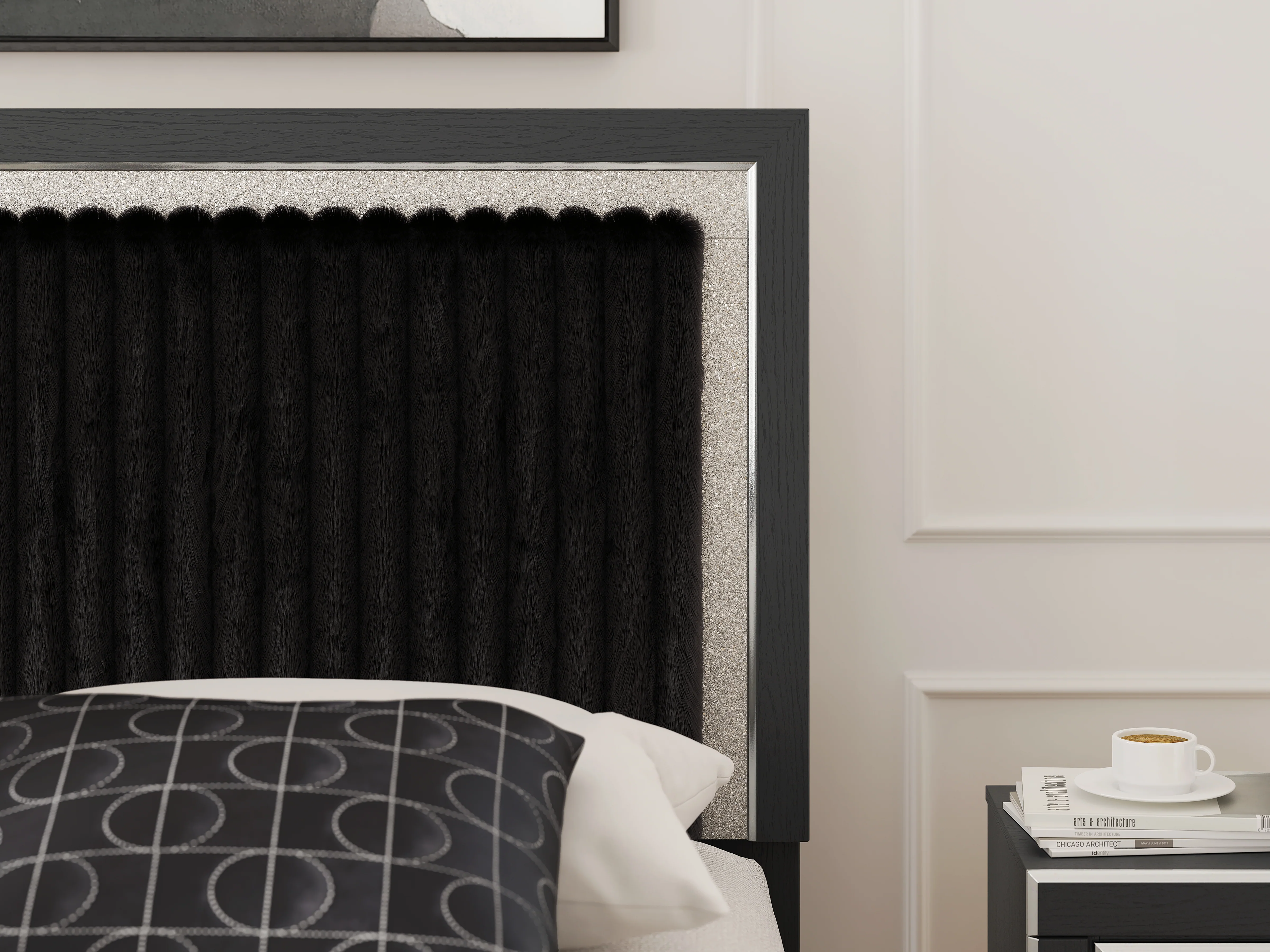 Zuraleus Black King Upholstered Panel Platform Storage Bed - Image 10