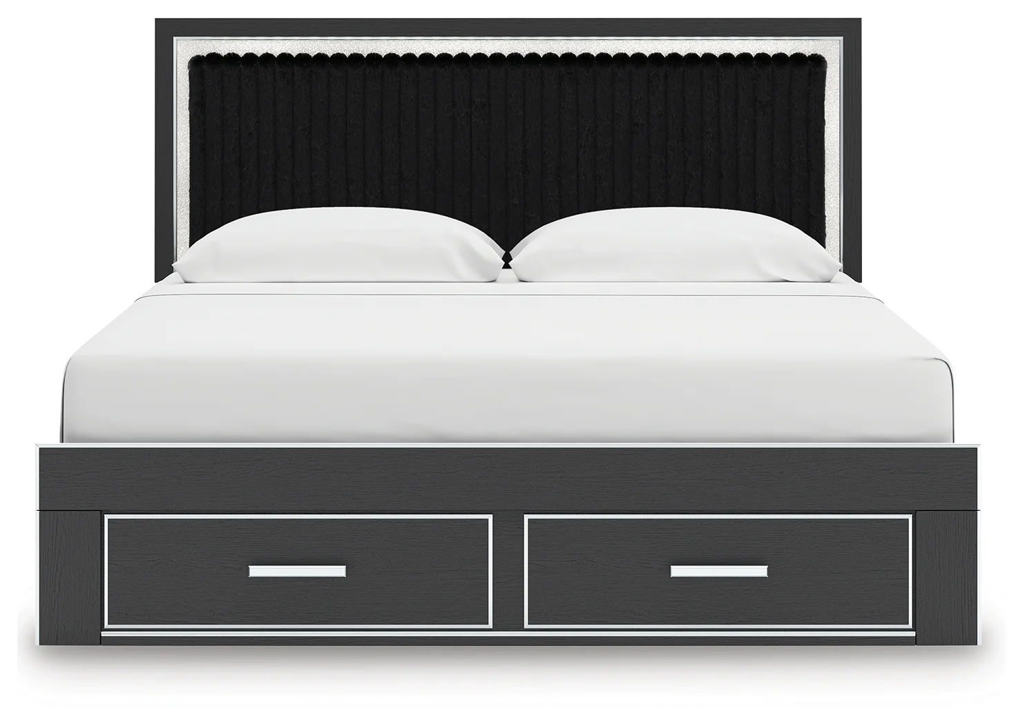 Zuraleus Black King Upholstered Panel Platform Storage Bed - Image 6