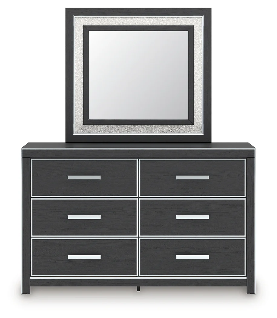 Zuraleus Black Queen Upholstered Bed, Dresser, Mirror and Nightstand (Online Special Price) - Image 2