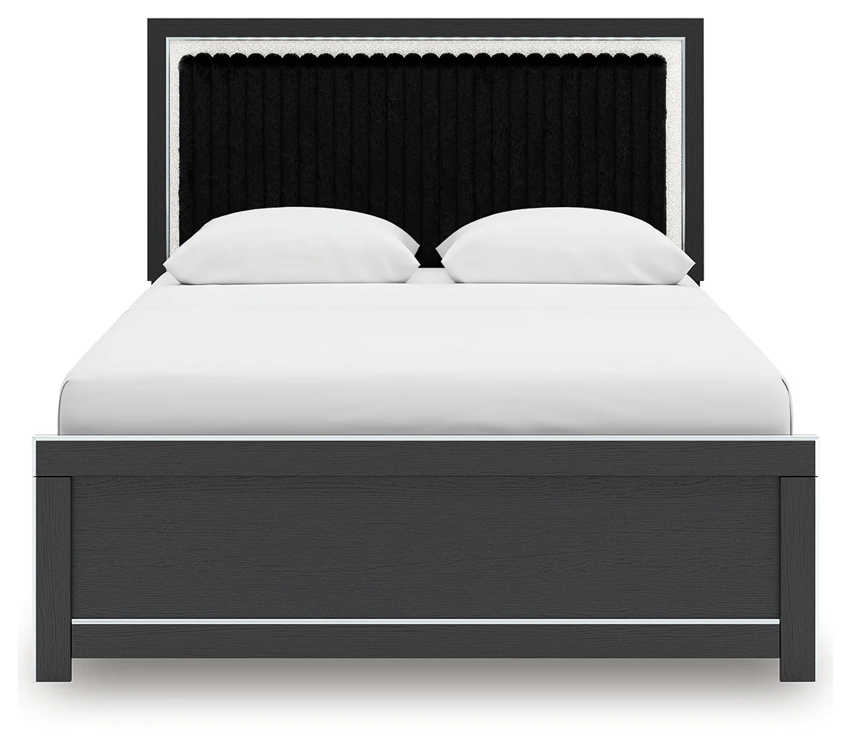 Zuraleus Black Queen Upholstered Bed, Dresser, Mirror and Nightstand - Image 9
