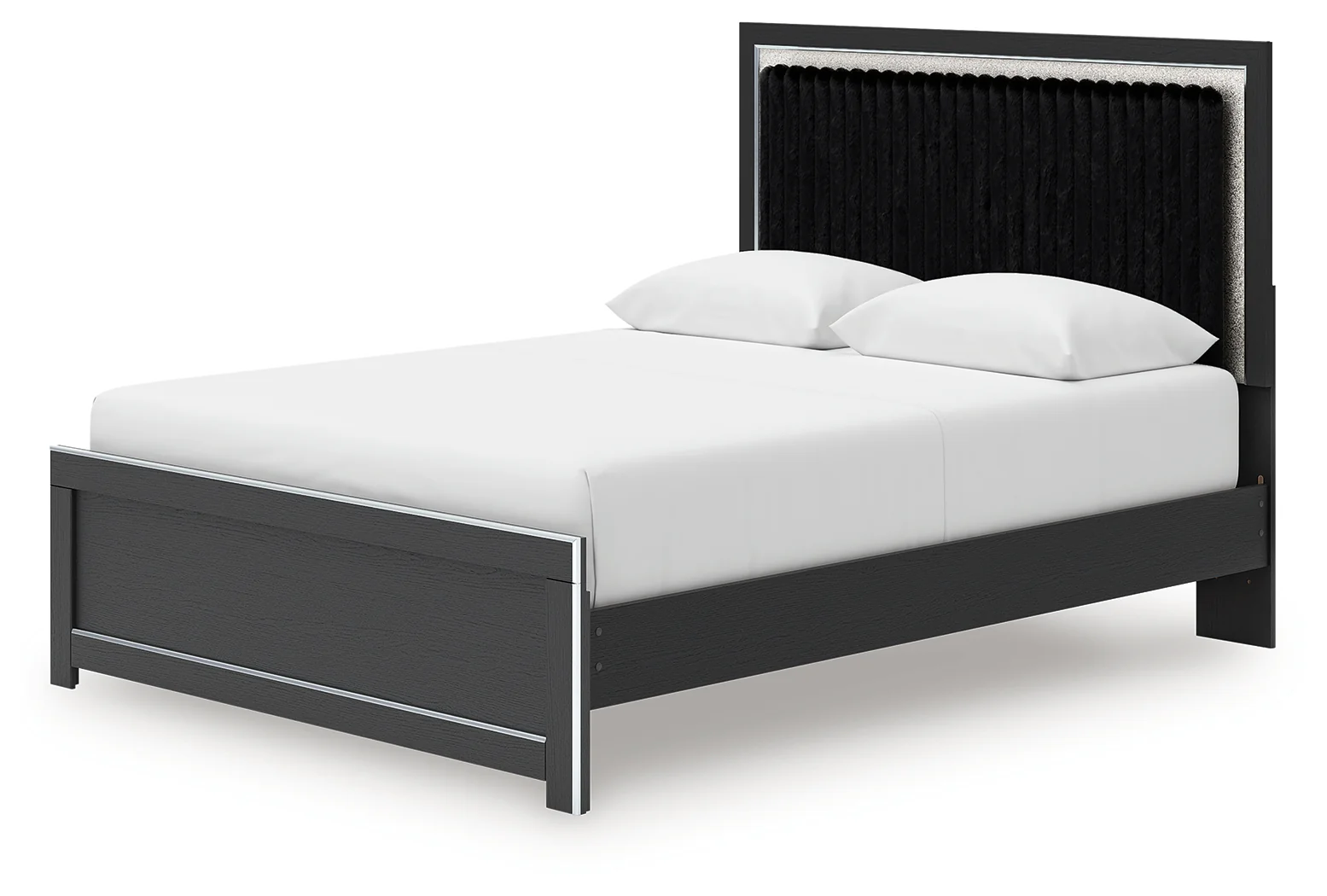 Zuraleus Black Queen Upholstered Panel Platform Bed, Dresser and Mirror (Online Special Price) - Image 14