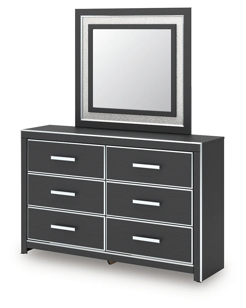 Zuraleus Black Queen Upholstered Panel Platform Bed, Dresser and Mirror (Online Special Price) - Image 8