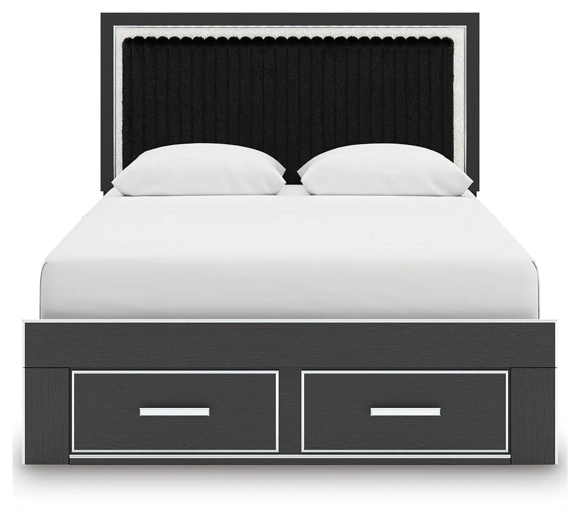 Zuraleus Black Queen Upholstered Panel Platform Storage Bed (Online Special Price) - Image 6