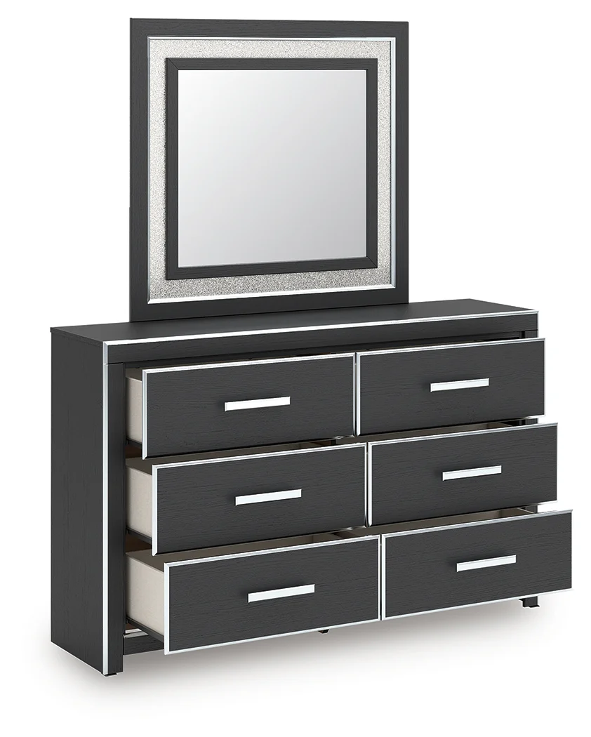 Zuraleus Black Queen Upholstered Panel Platform Storage Bed, Dresser and Mirror (Online Special Price) - Image 4