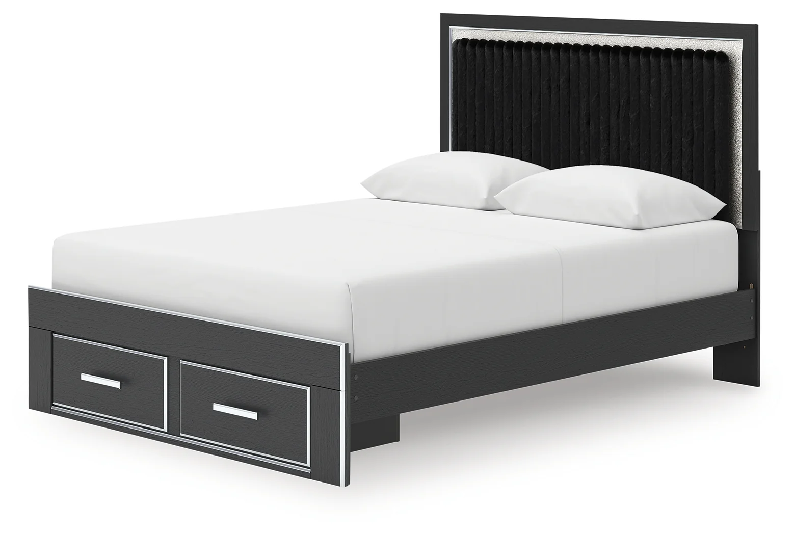 Zuraleus Black Queen Upholstered Panel Platform Storage Bed - Image 4