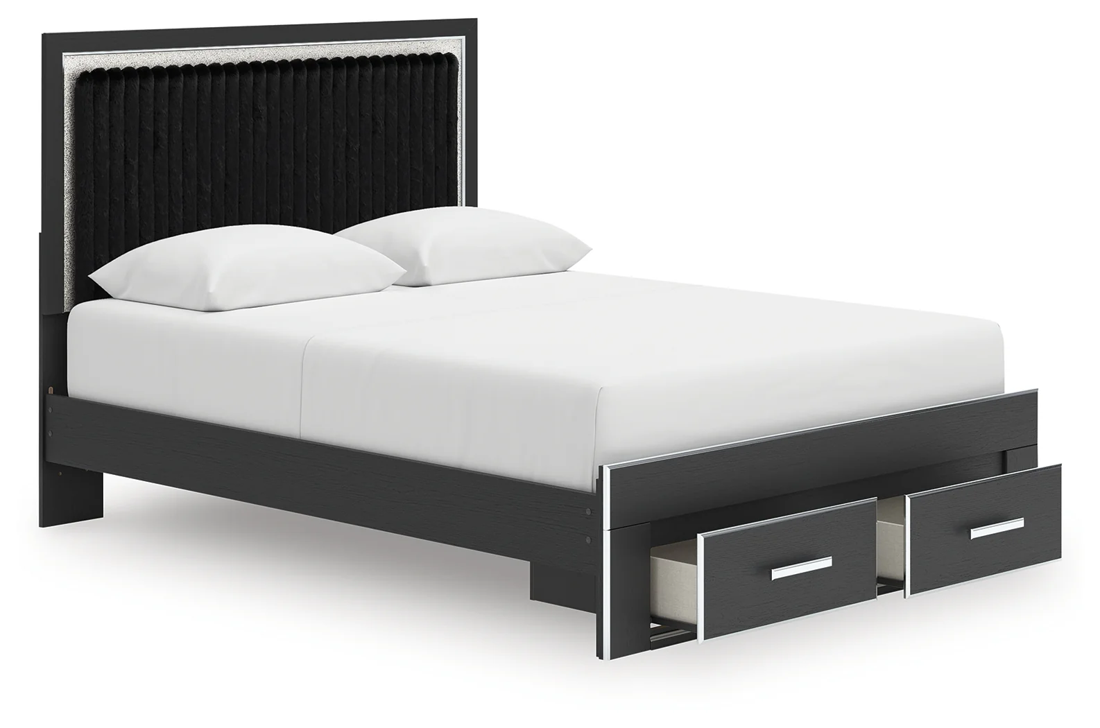 Zuraleus Black Queen Upholstered Panel Platform Storage Bed - Image 5