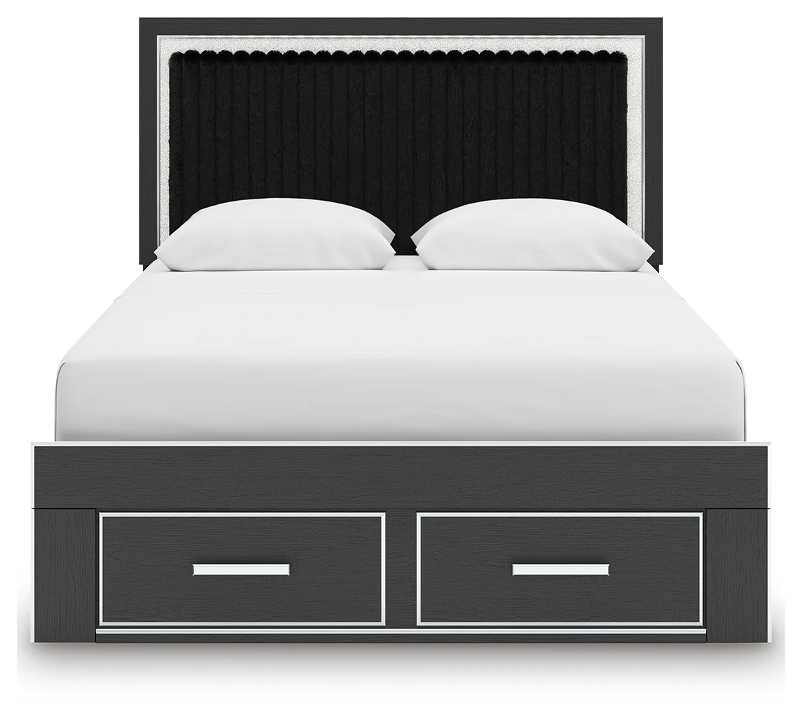 Zuraleus Black Queen Upholstered Panel Platform Storage Bed - Image 6