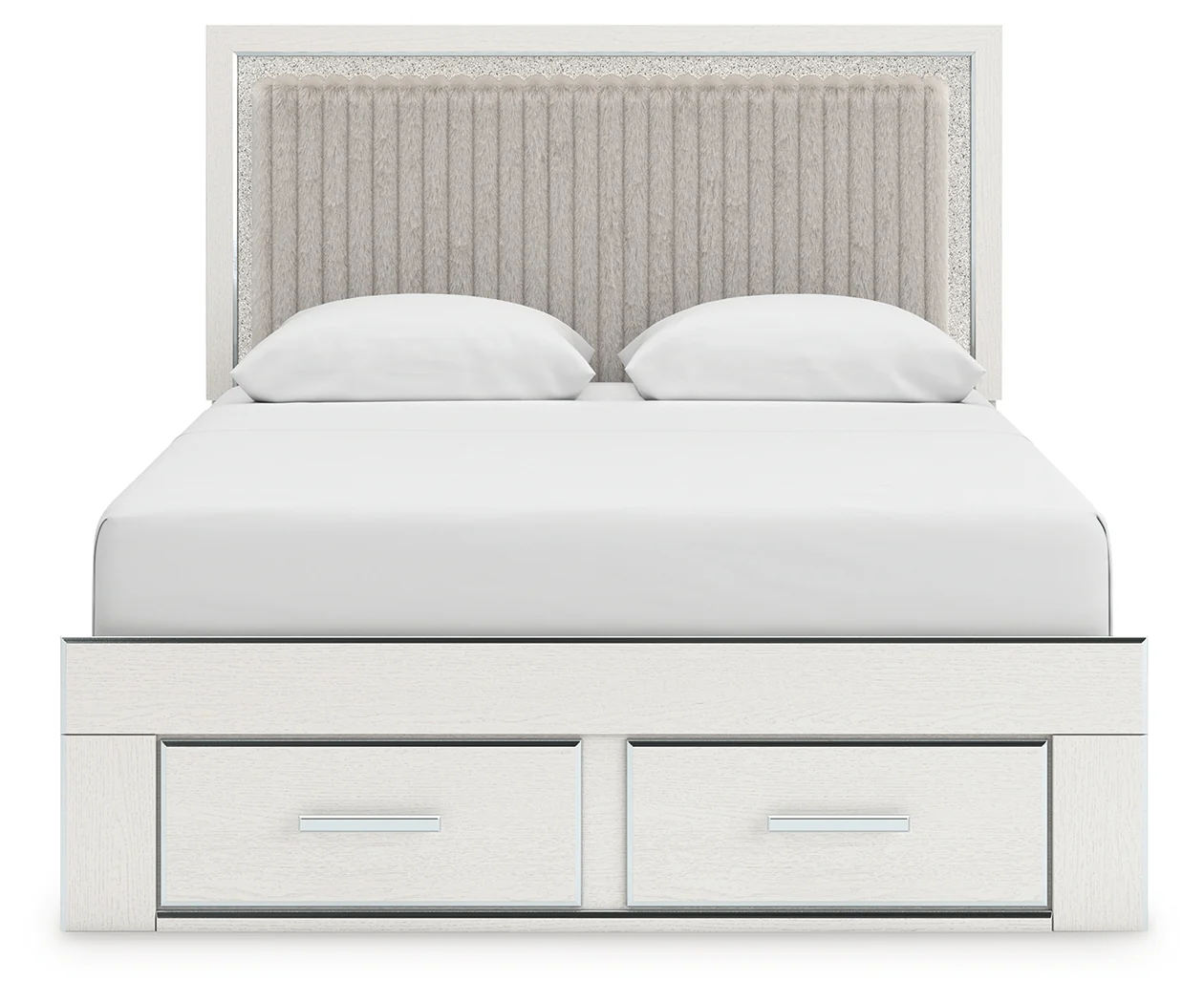 Zuraleus Brown/White Queen Upholstered Panel Platform Storage Bed, Dresser and Mirror (Online Special Price) - Image 9