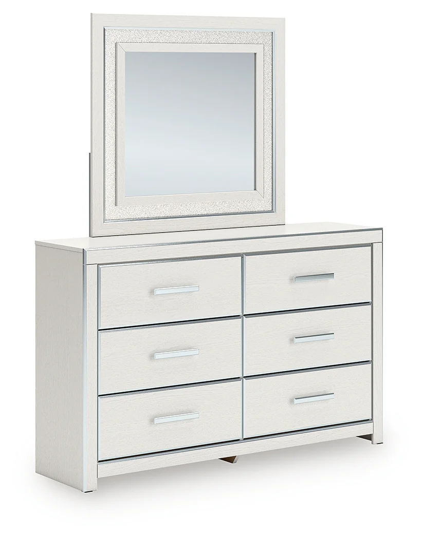 Zuraleus White/Gray Queen Upholstered Bed, Dresser and Mirror (Online Special Price) - Image 3