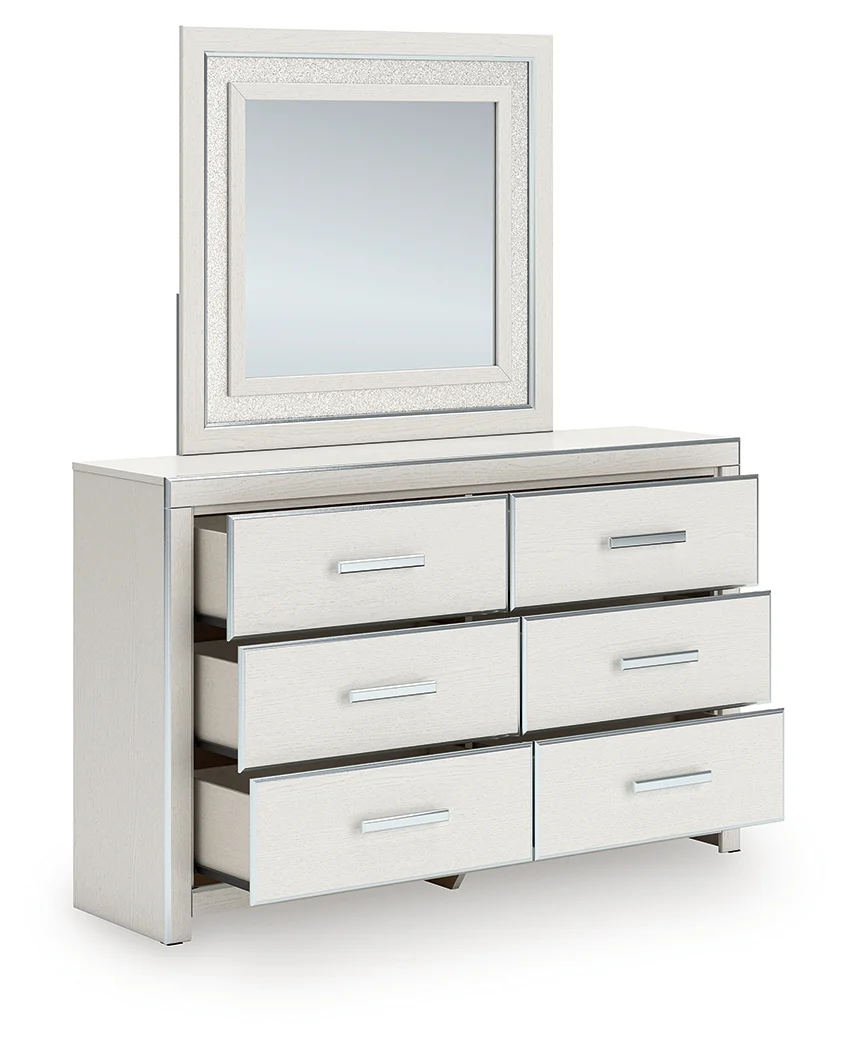 Zuraleus White/Gray Queen Upholstered Bed, Dresser and Mirror (Online Special Price) - Image 4
