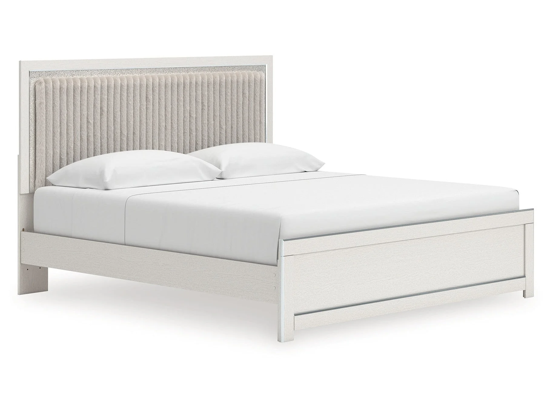 Zuraleus White King Upholstered Panel Platform Bed (Online Special Price) - Image 2