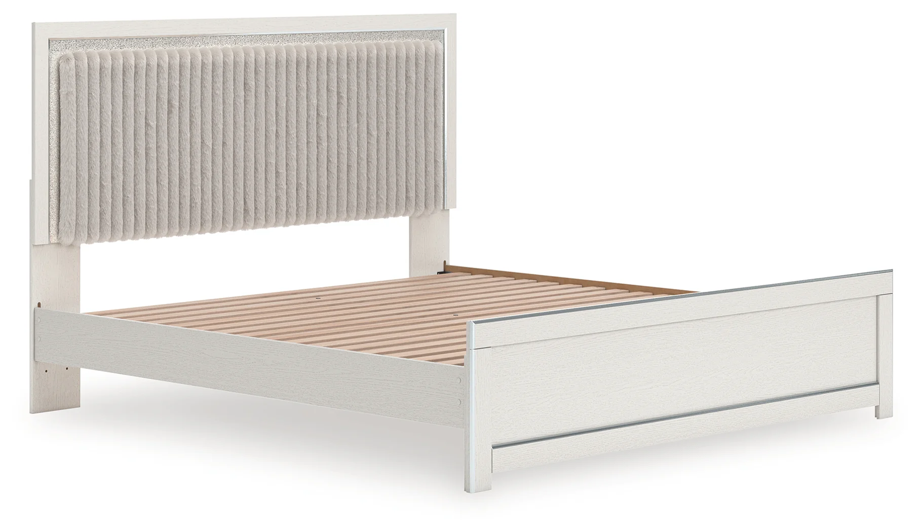 Zuraleus White King Upholstered Panel Platform Bed - Image 3