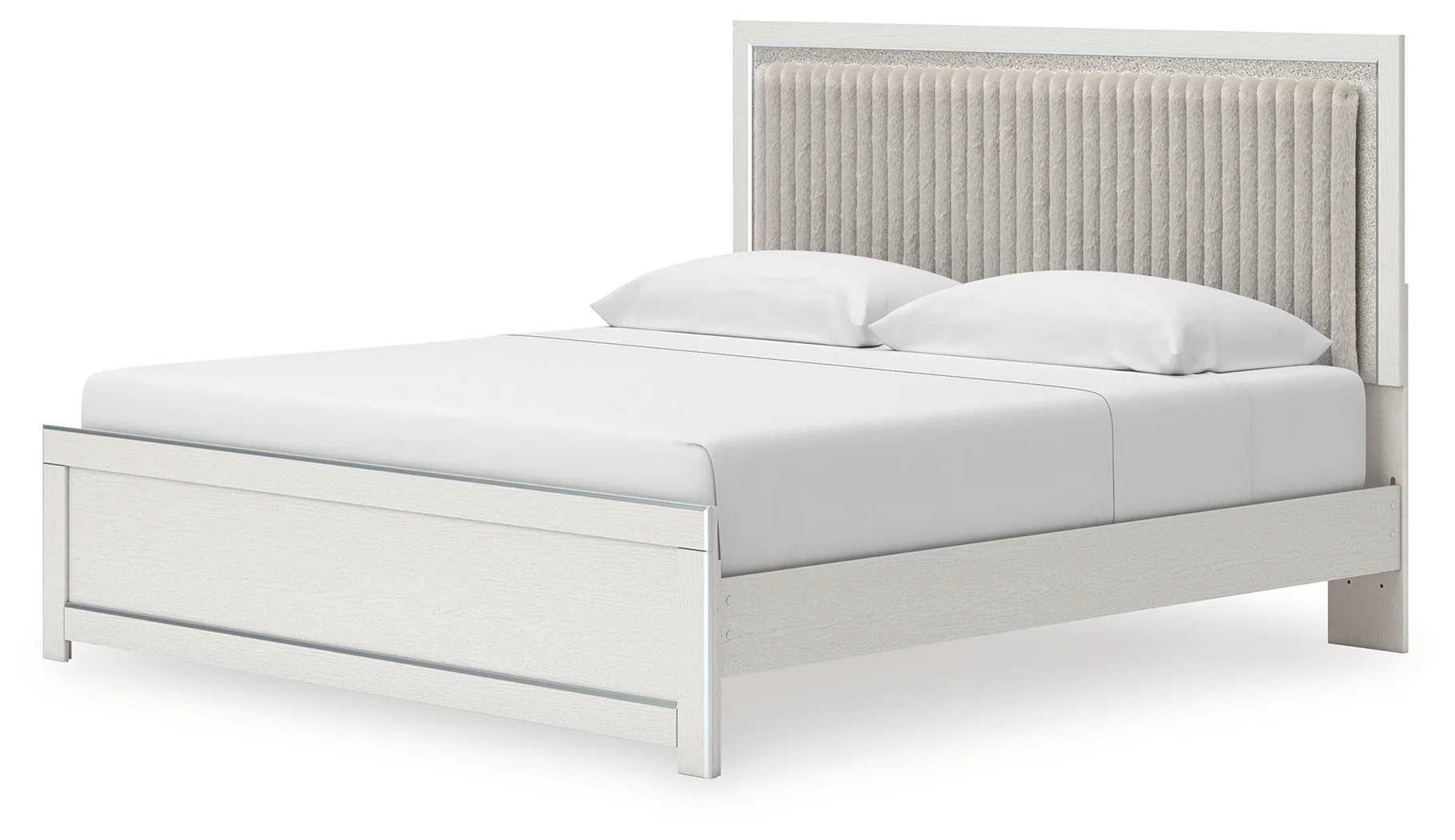 Zuraleus White King Upholstered Panel Platform Bed - Image 4