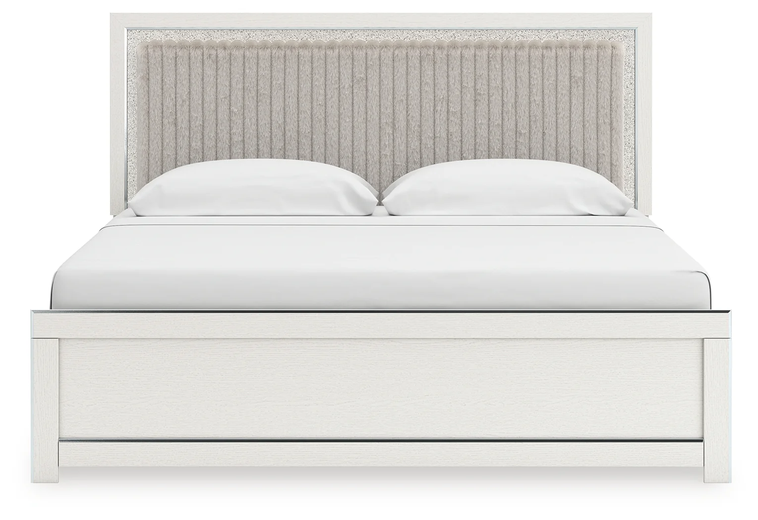 Zuraleus White King Upholstered Panel Platform Bed - Image 5