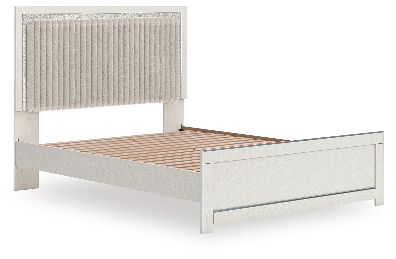 Zuraleus White Queen Upholstered Panel Platform Bed - Image 4