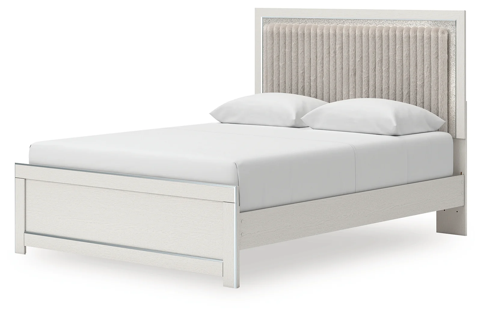 Zuraleus White Queen Upholstered Panel Platform Bed - Image 5
