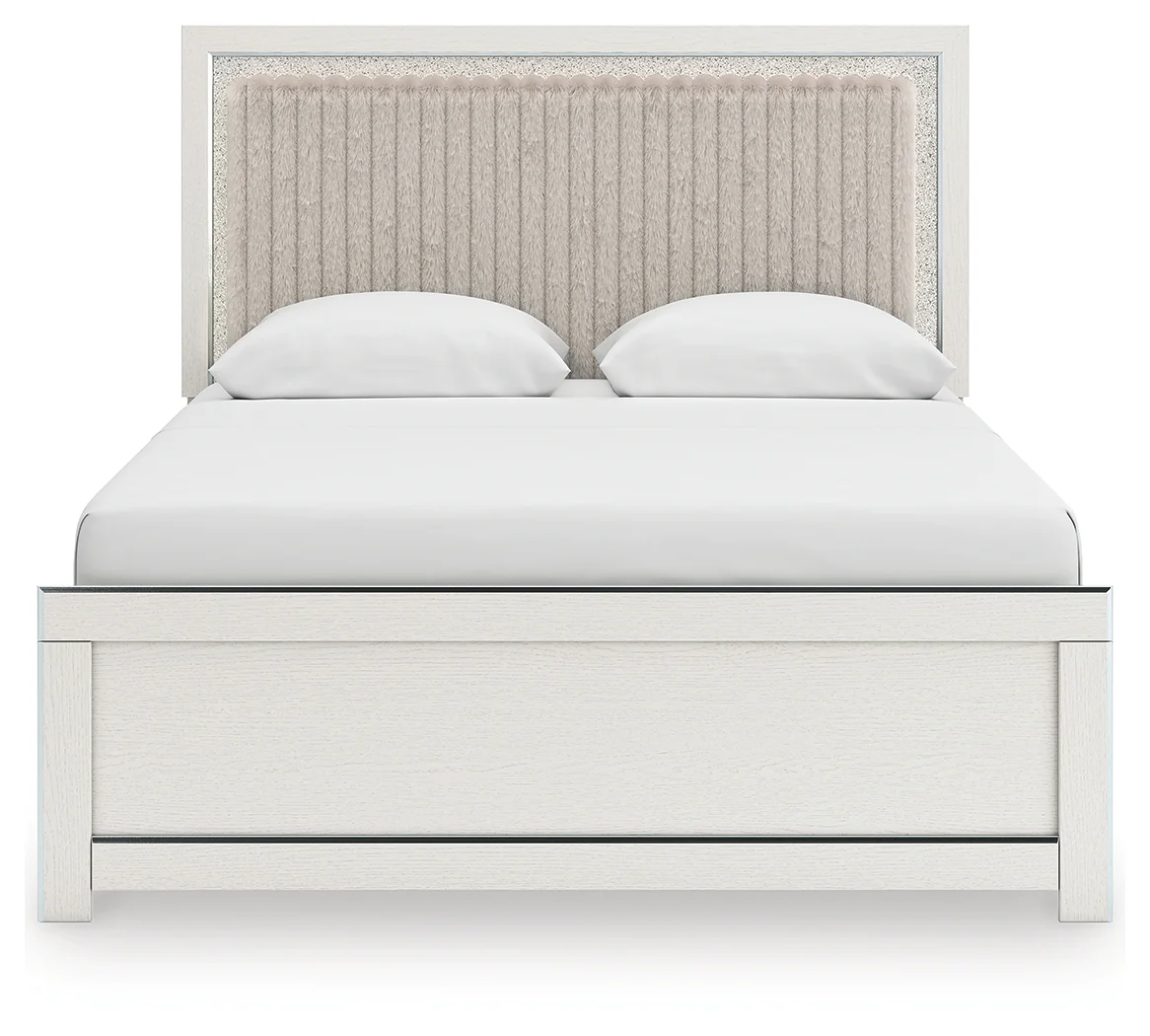 Zuraleus White Queen Upholstered Panel Platform Bed - Image 6