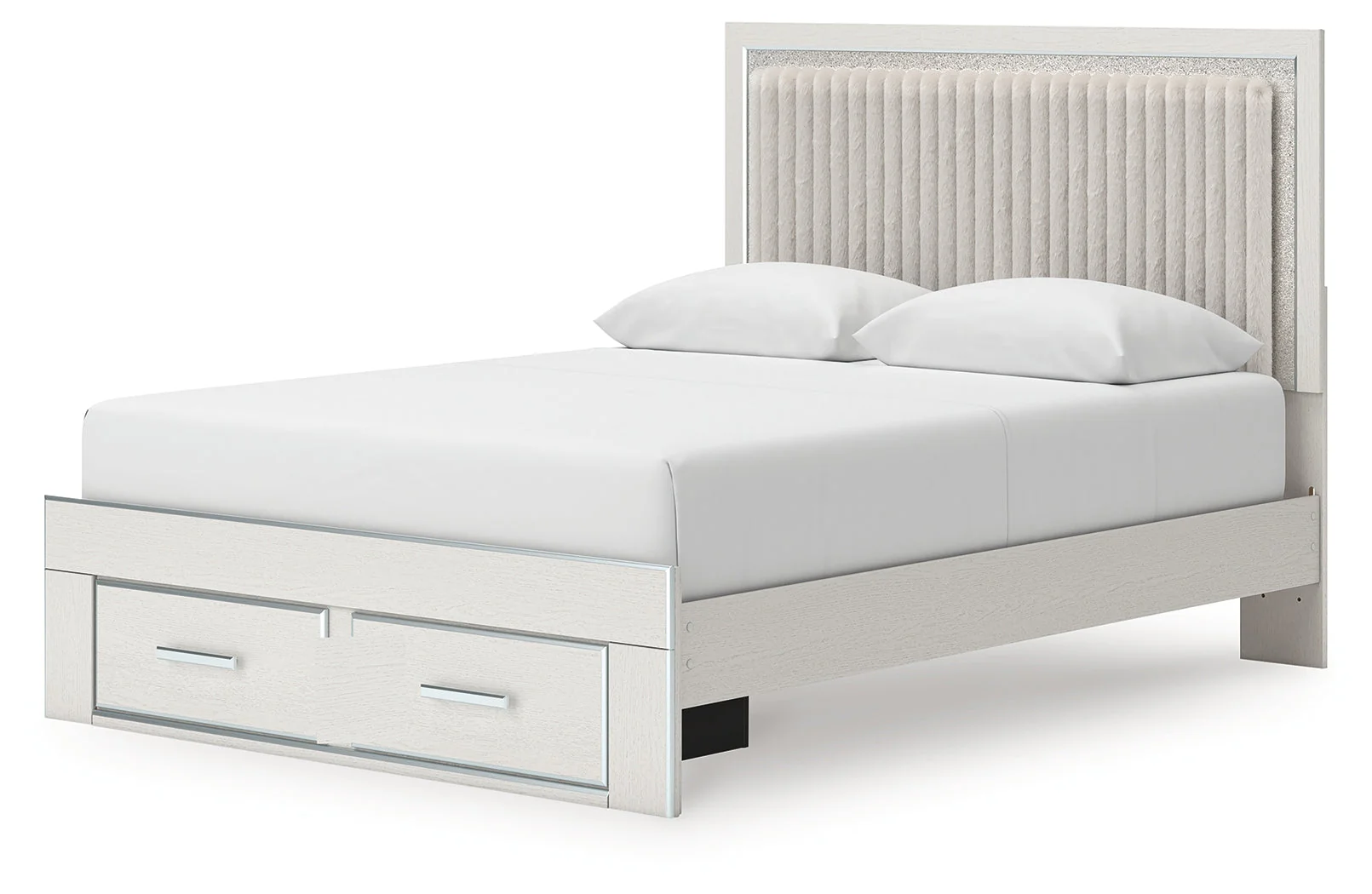 Zuraleus White Queen Upholstered Panel Platform Storage Bed (Online Special Price) - Image 6
